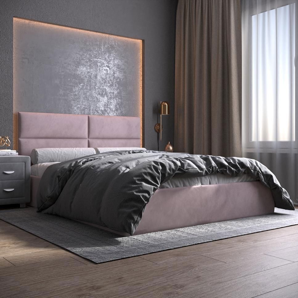 Изображение товара Кровать Inroom Kvadro 160x200 см подъемный механизм цвет розовый Изображение товара Кровать Inroom Kvadro 160x200 см подъемный механизм цвет розовый