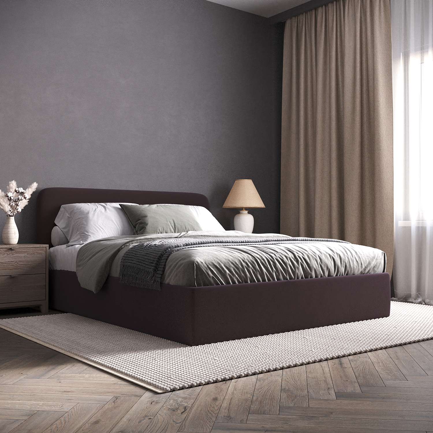 Изображение товара Кровать Inroom с настилом Abstraction NS 120x200 см цвет темно-коричневый