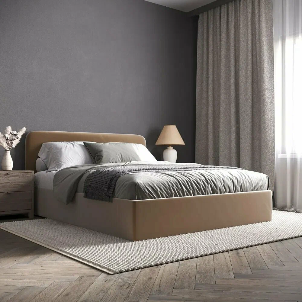 Изображение товара Кровать Inroom с настилом Abstraction NS 120x186 см цвет светло-коричневый Изображение товара Кровать Inroom с настилом Abstraction NS 120x186 см цвет светло-коричневый
