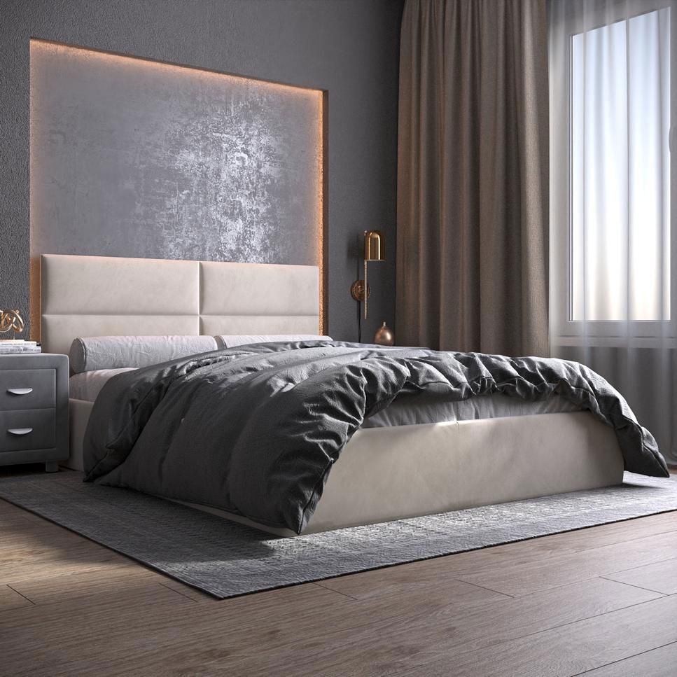 Изображение товара Кровать Inroom Kvadro 120x200 см подъемный механизм цвет слоновая кость Изображение товара Кровать Inroom Kvadro 120x200 см подъемный механизм цвет слоновая кость