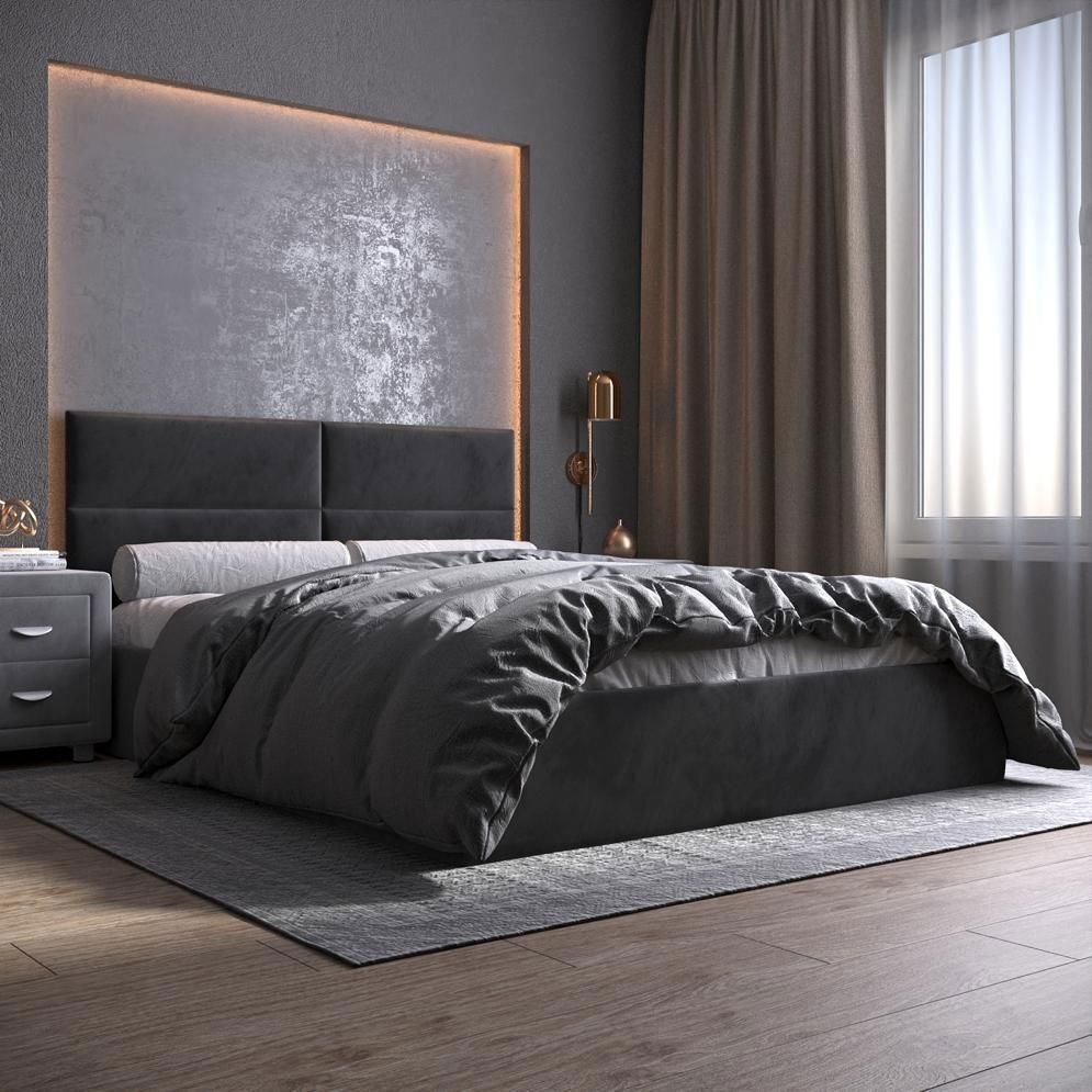 Изображение товара Кровать Inroom Kvadro 120x200 см подъемный механизм цвет черный Изображение товара Кровать Inroom Kvadro 120x200 см подъемный механизм цвет черный