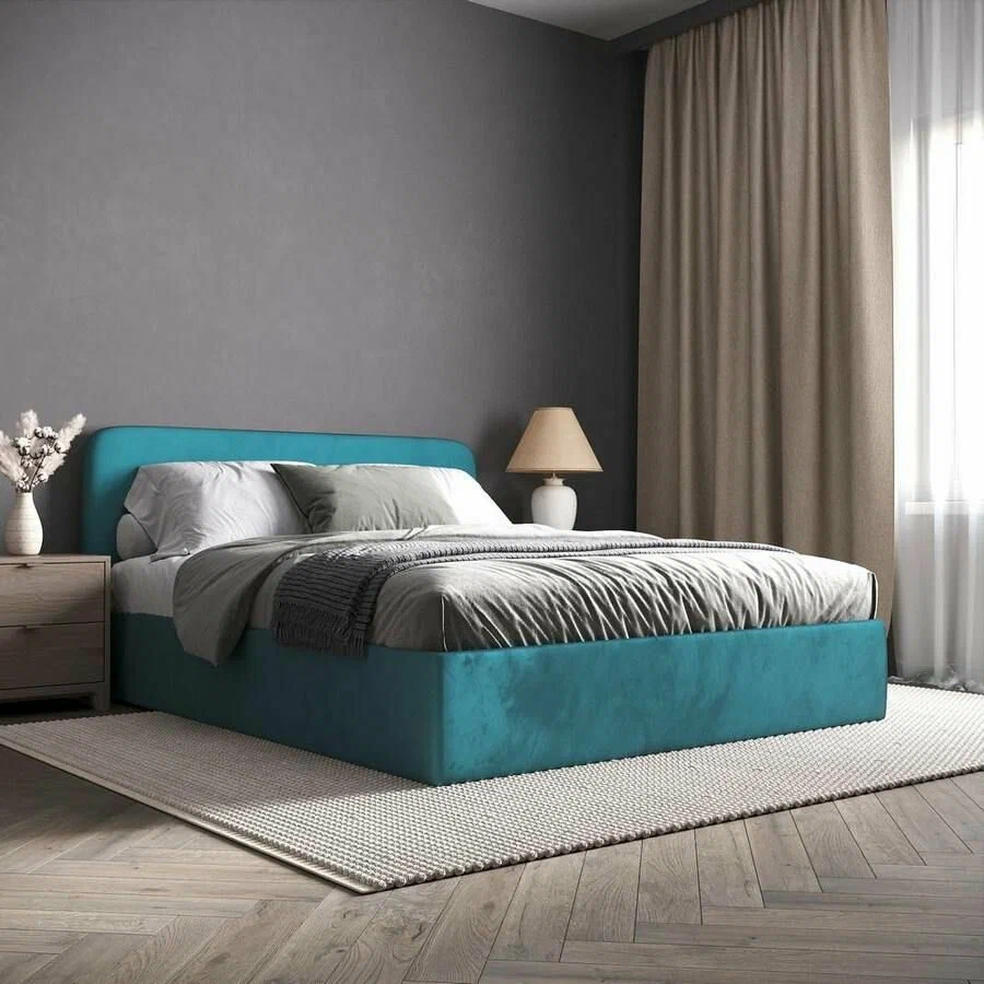 Изображение товара Кровать Inroom с настилом Abstraction NS 120x186 см цвет бирюзовый Изображение товара Кровать Inroom с настилом Abstraction NS 120x186 см цвет бирюзовый
