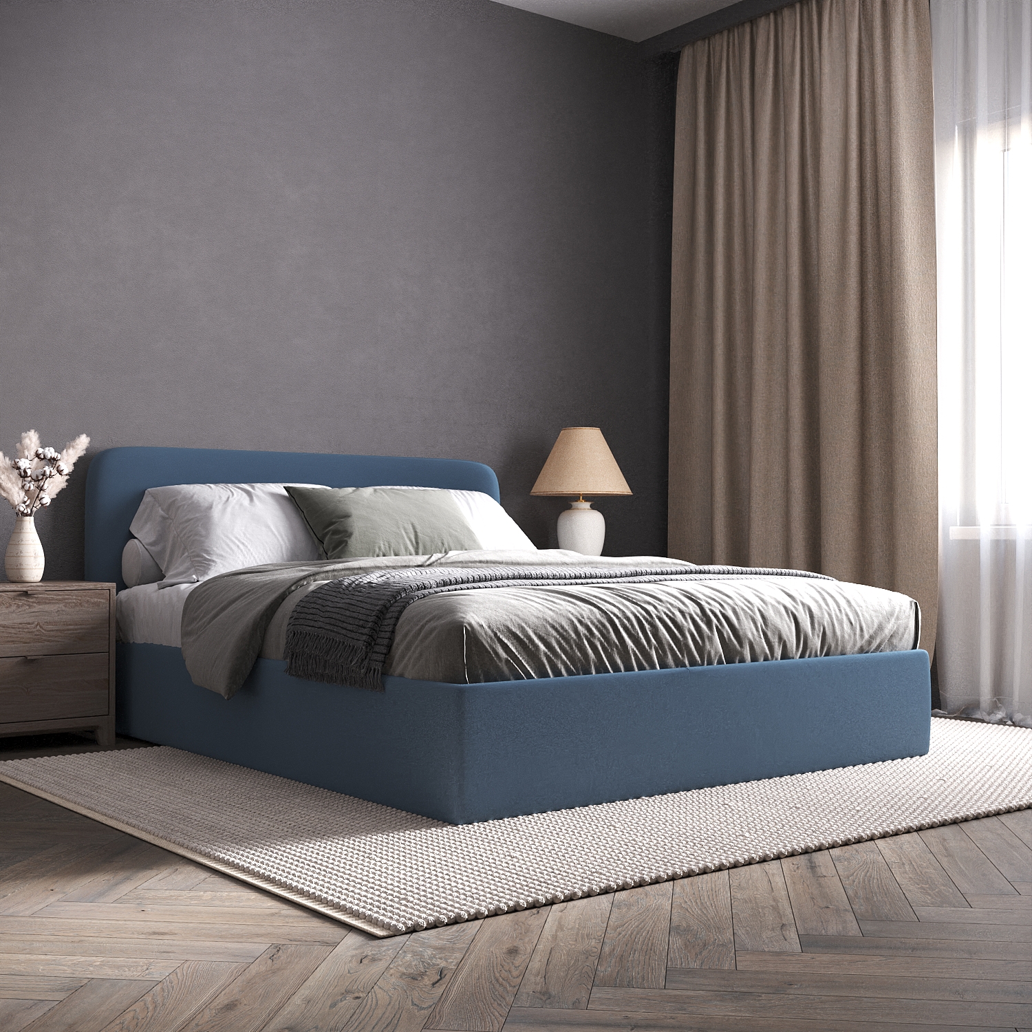 Изображение товара Кровать Inroom с настилом Abstraction NS 120x190 см цвет синий Изображение товара Кровать Inroom с настилом Abstraction NS 120x190 см цвет синий