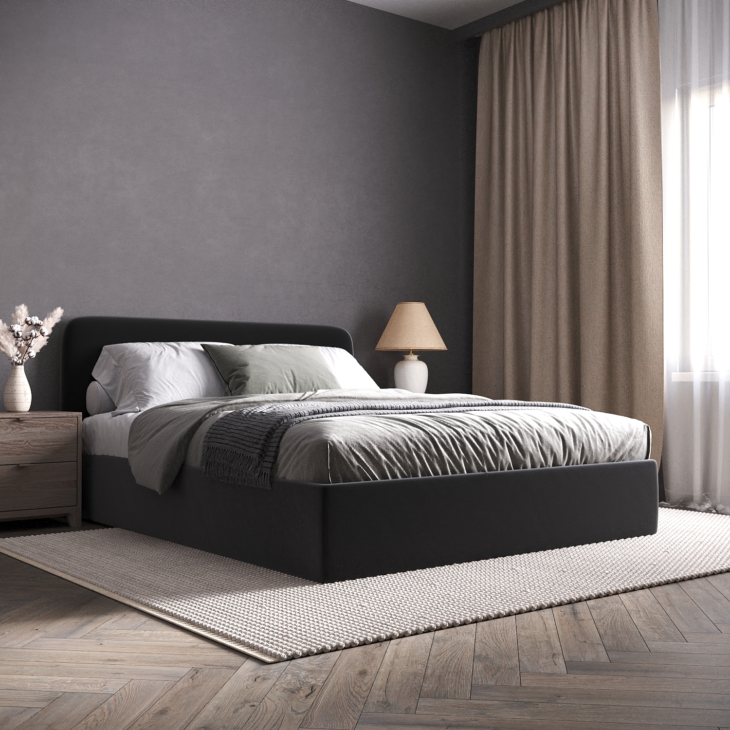 Изображение товара Кровать Inroom с настилом Abstraction NS 120x190 см цвет черный Изображение товара Кровать Inroom с настилом Abstraction NS 120x190 см цвет черный