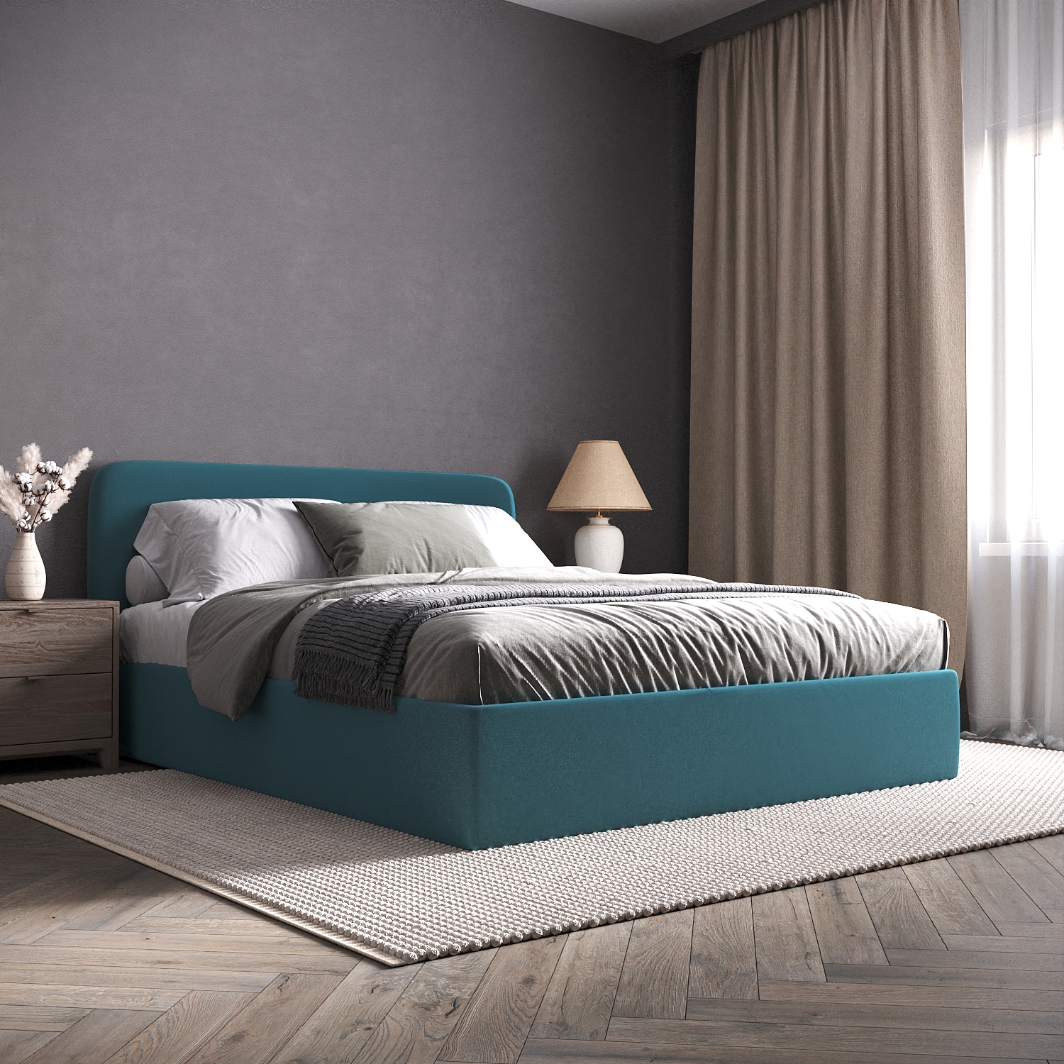 Изображение товара Кровать Inroom с настилом Abstraction NS 120x190 см цвет бирюзовый Изображение товара Кровать Inroom с настилом Abstraction NS 120x190 см цвет бирюзовый