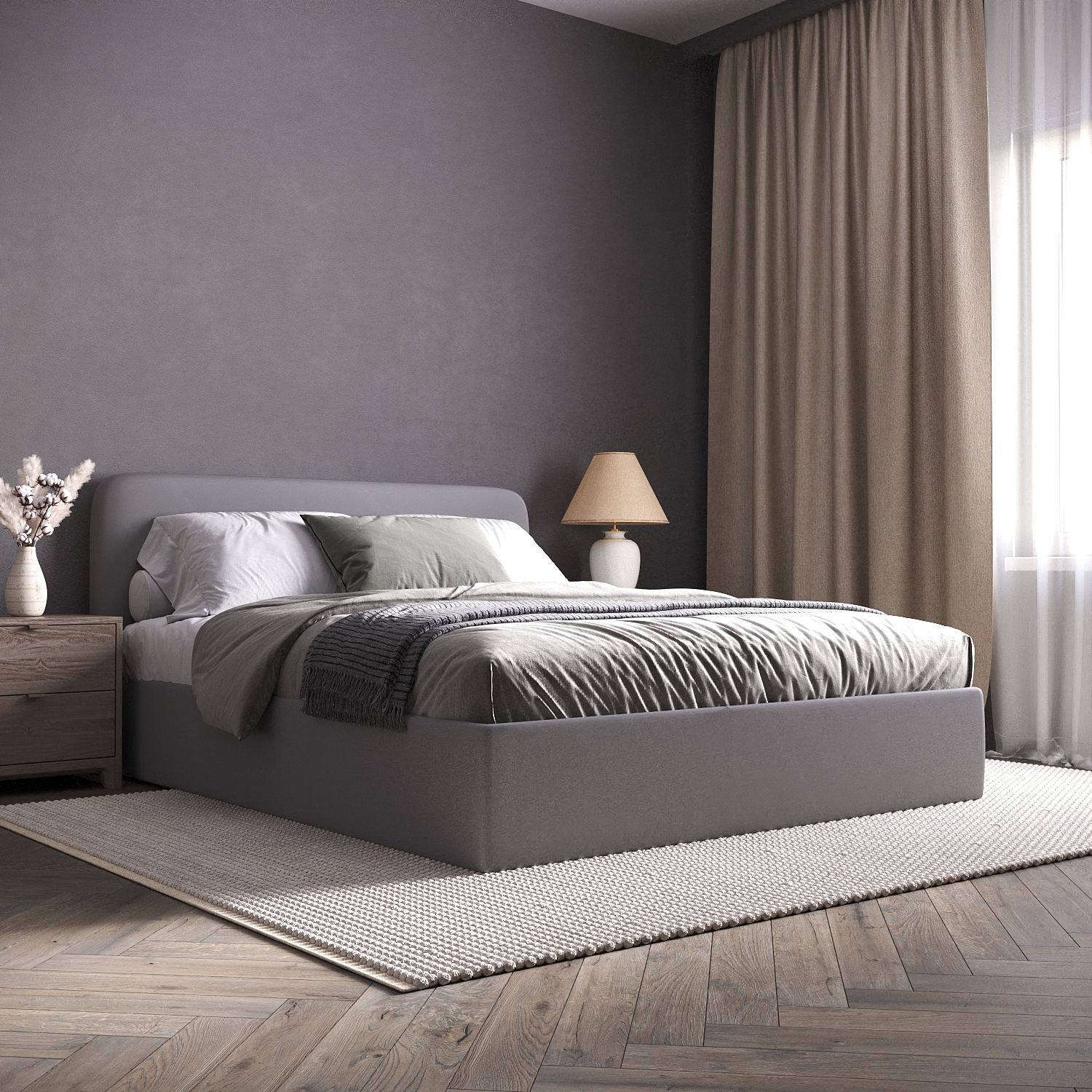 Изображение товара Кровать Inroom с настилом Abstraction NS 120x200 см цвет темно-серый Изображение товара Кровать Inroom с настилом Abstraction NS 120x200 см цвет темно-серый