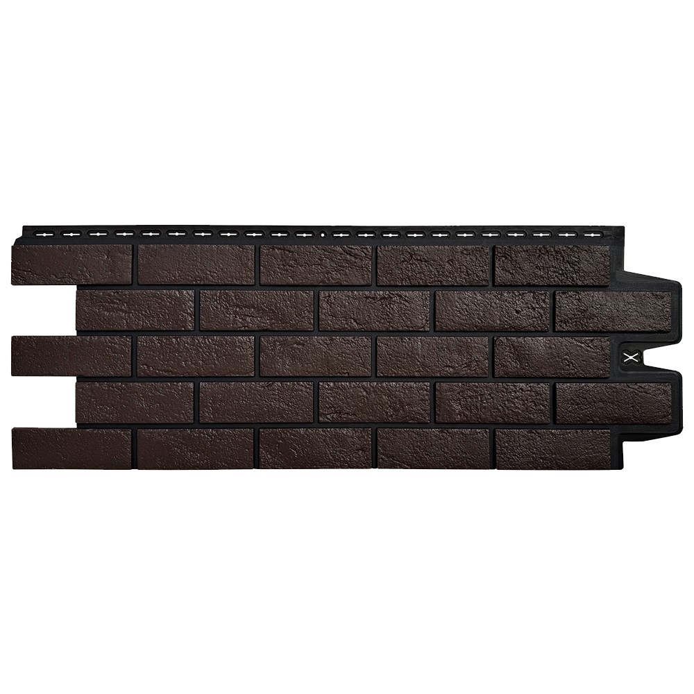 Изображение товара Фасадная панель Grand Line Состаренный кирпич Design 1120x390x20мм шоколадный со швом RAL 9005 3.88м² 10шт