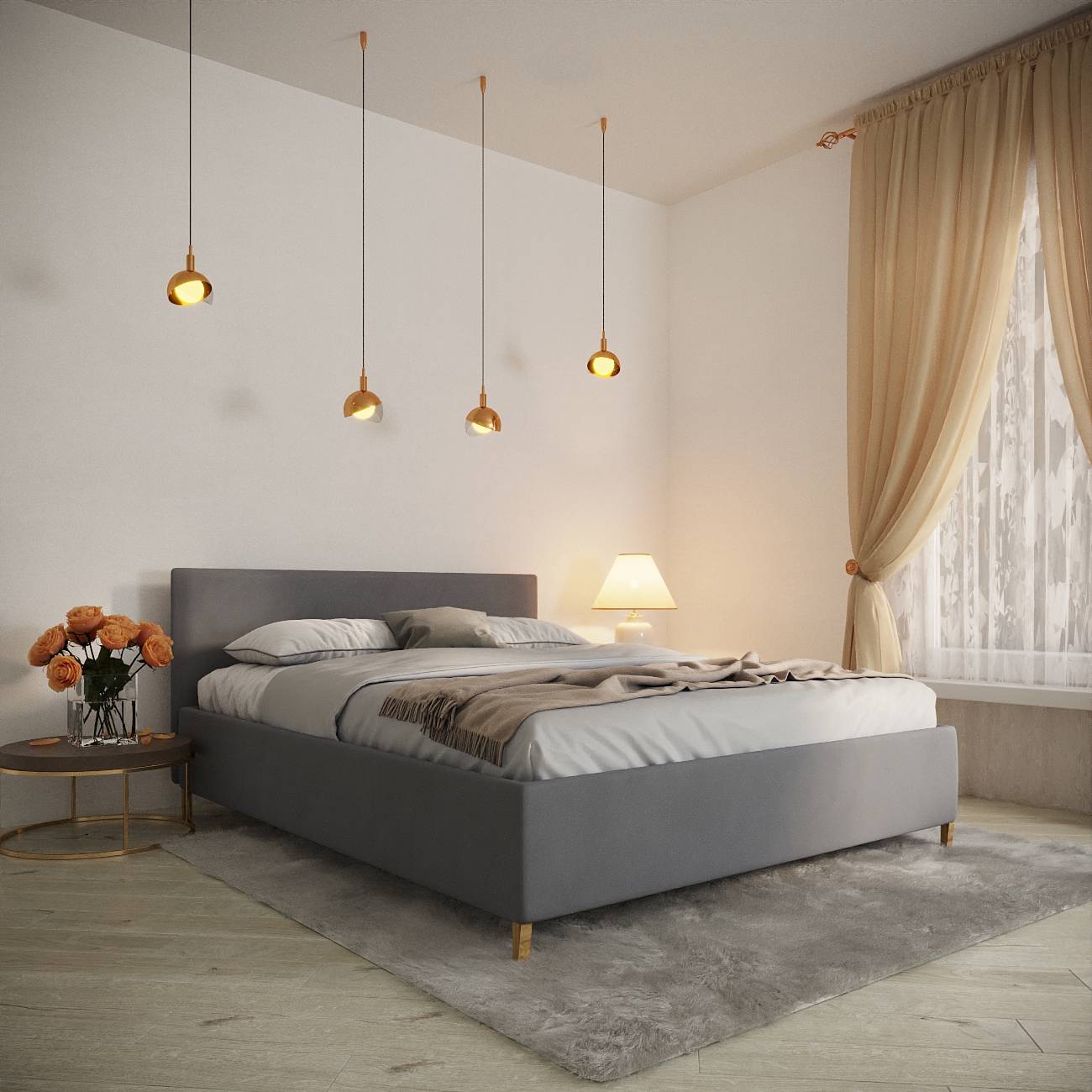 Изображение товара Кровать Inroom Easy с ножками 160x190 см подъемный механизм цвет темно-серый