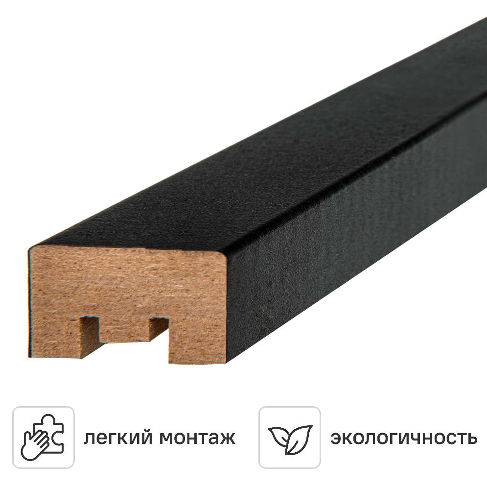 Изображение товара Реечная панель PORTIKA Черная МДФ 2700x32x20 мм