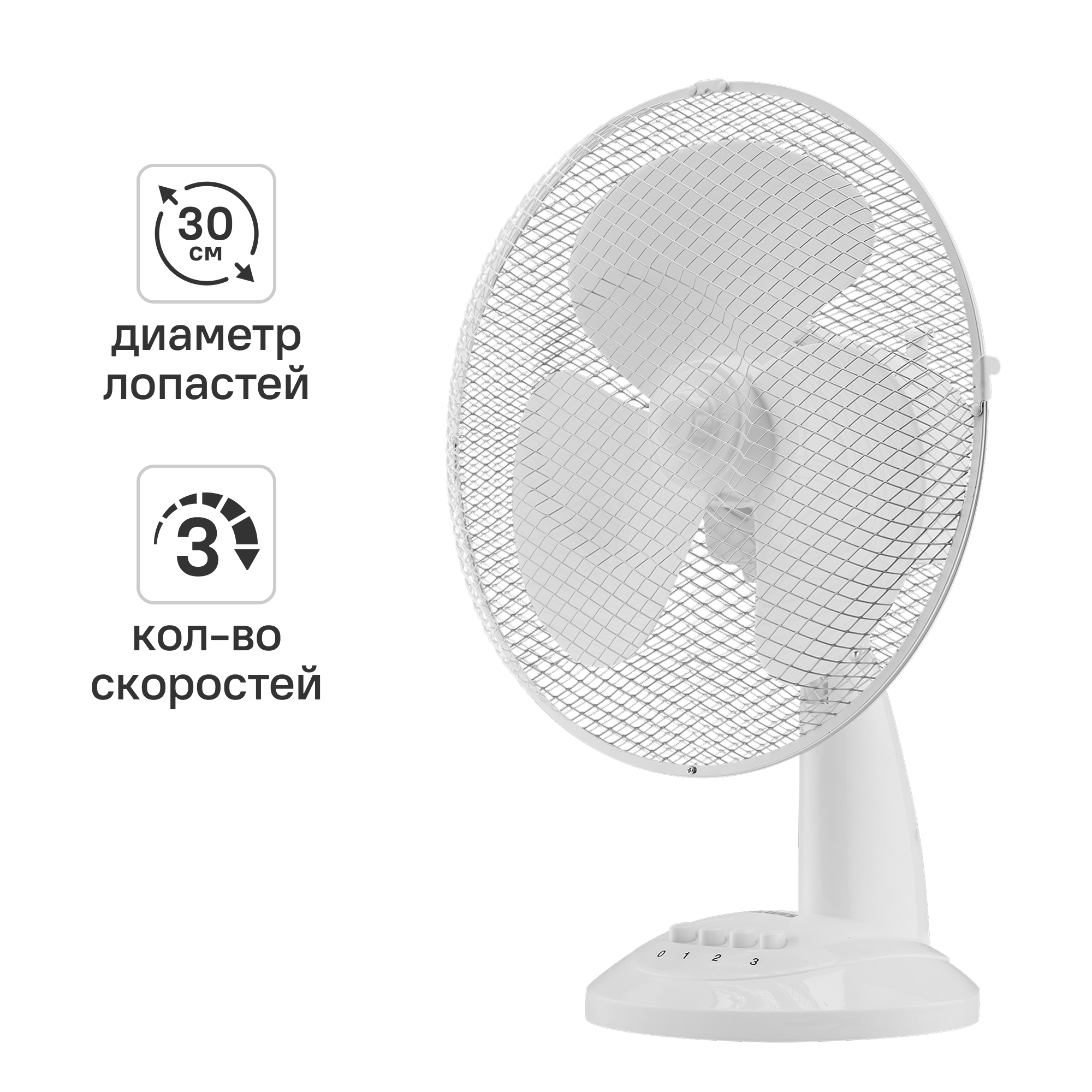 Изображение товара Вентилятор настольный DILWIS 40 Вт D30 см цвет белый