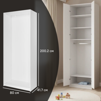 Изображение товара Каркас шкафа Лион 80x200.2x41.7 см ЛДСП цвет белый с петлями