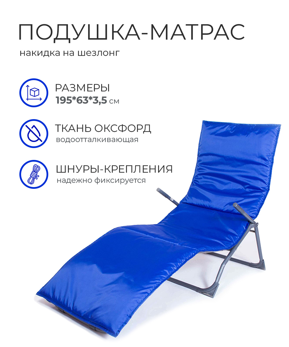 Изображение товара Матрас для садовых качелей Wowpuff 195x63 см синий - комфорт и стиль