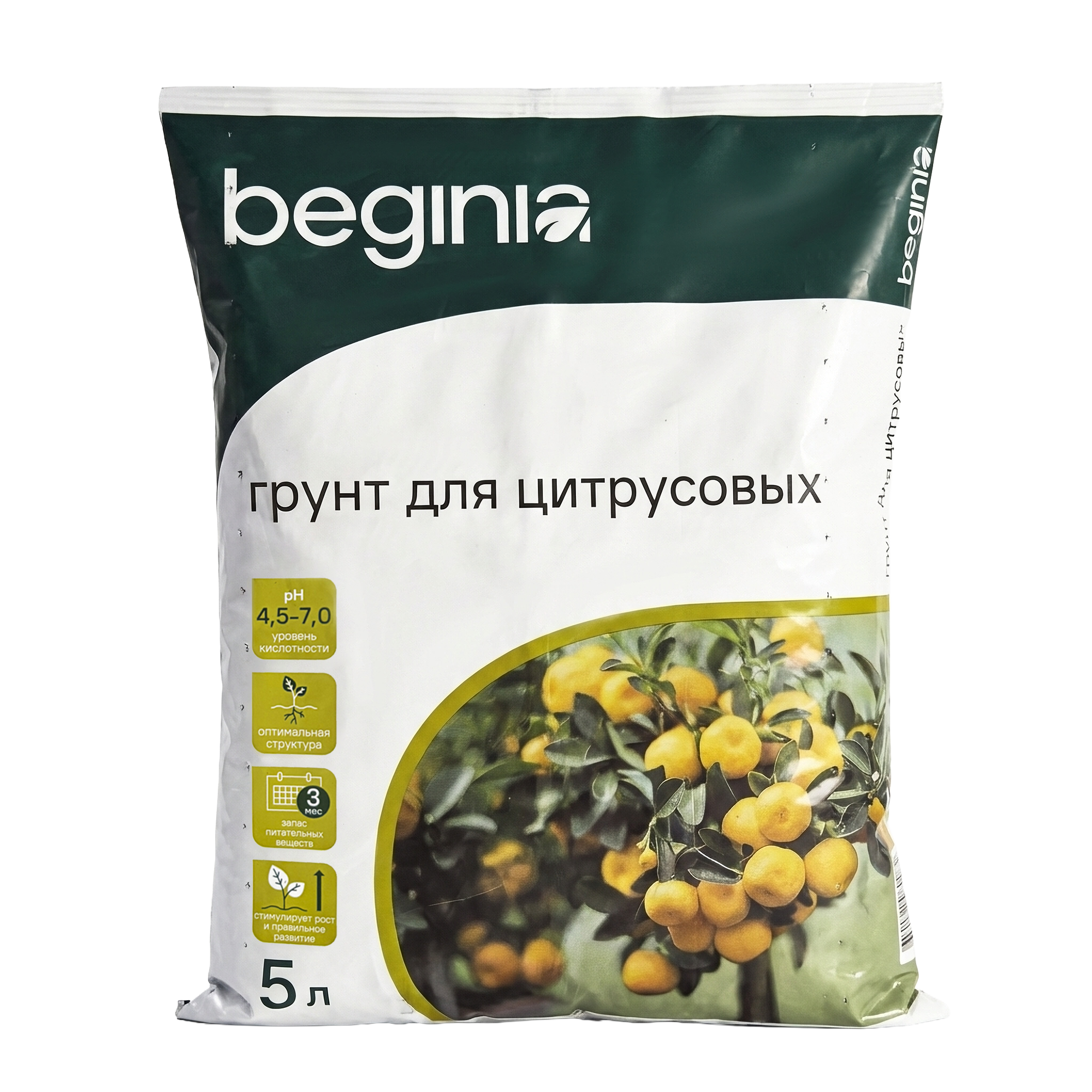 Изображение товара Грунт для цитрусовых BEGINIA 5 л - универсальный плодородный субстрат