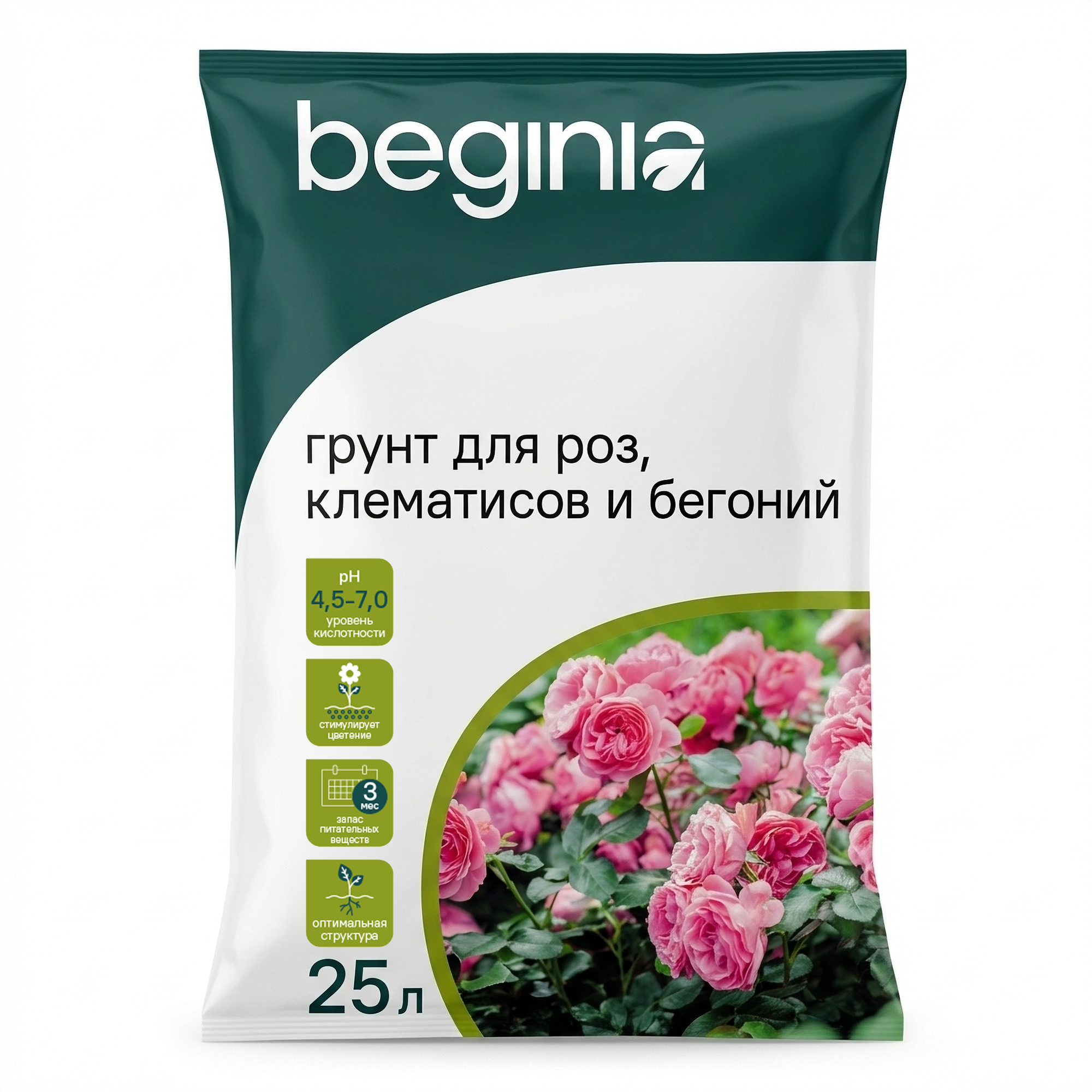 Изображение товара Грунт для роз, клематисов и бегоний BEGINIA 25 л с комплексными удобрениями
