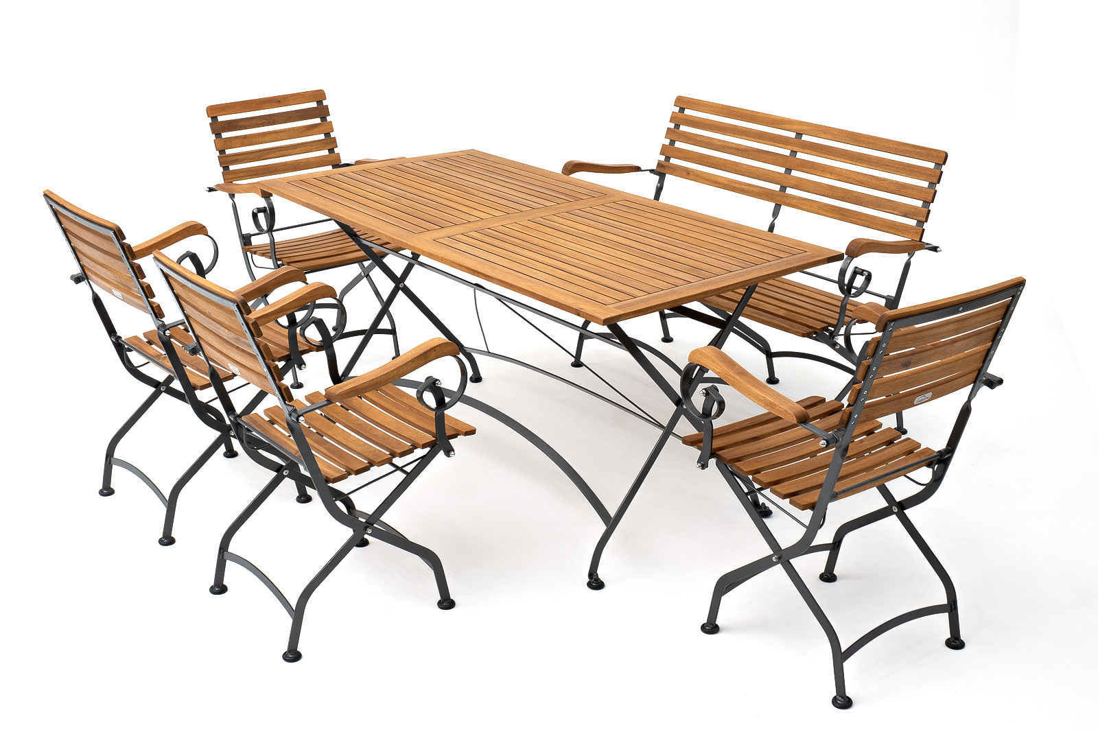 Изображение товара Садовый набор мебели Joygarden Лата XL из металла и акации, складной, 6 мест