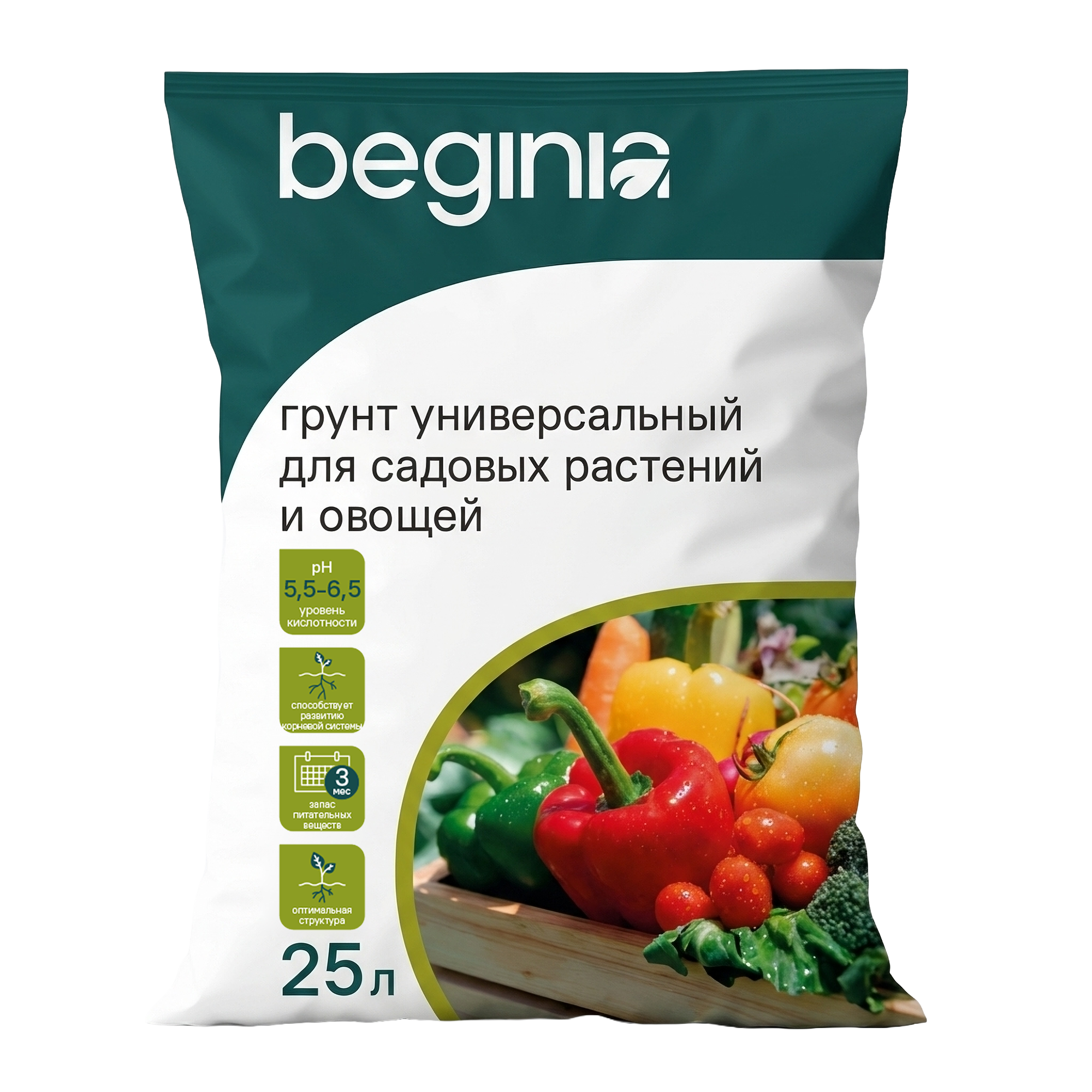 Изображение товара Грунт BEGINIA для овощей 25 л с балансом питательных веществ Изображение товара Грунт BEGINIA для овощей 25 л с балансом питательных веществ