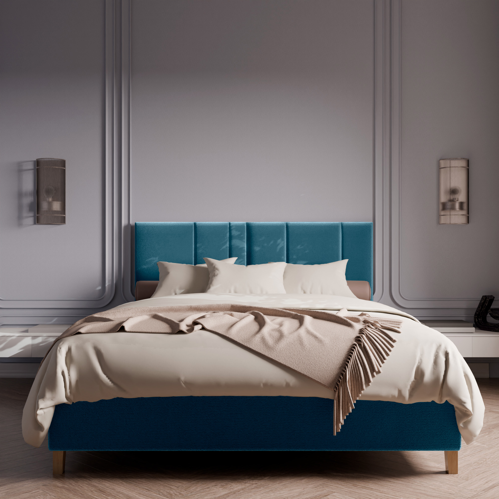 Изображение товара Кровать Inroom SkyLine с ножками 140x190 см подъемный механизм цвет синий Изображение товара Кровать Inroom SkyLine с ножками 140x190 см подъемный механизм цвет синий