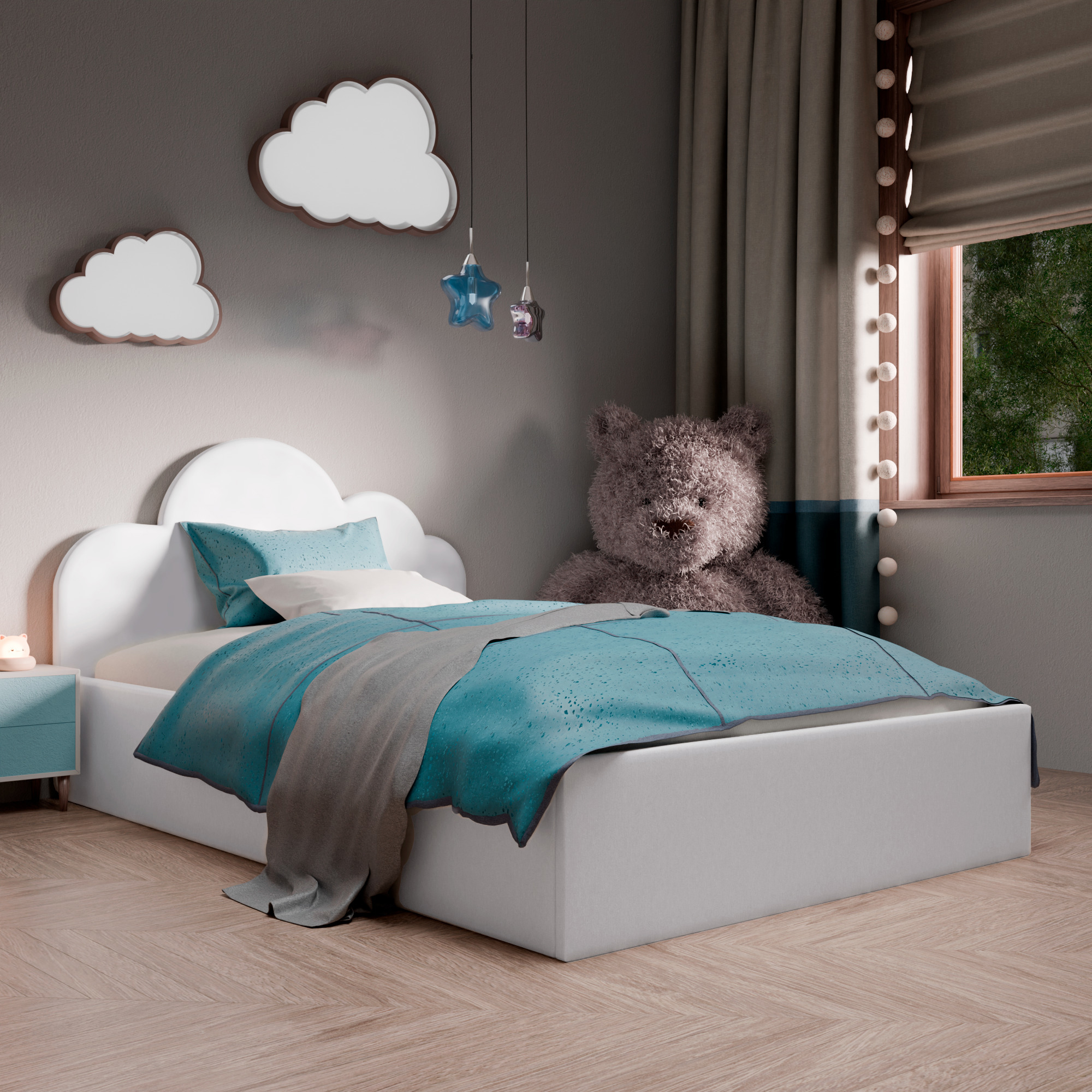 Изображение товара Кровать детская Inroom Sky 90x200 см подъемный механизм цвет белый