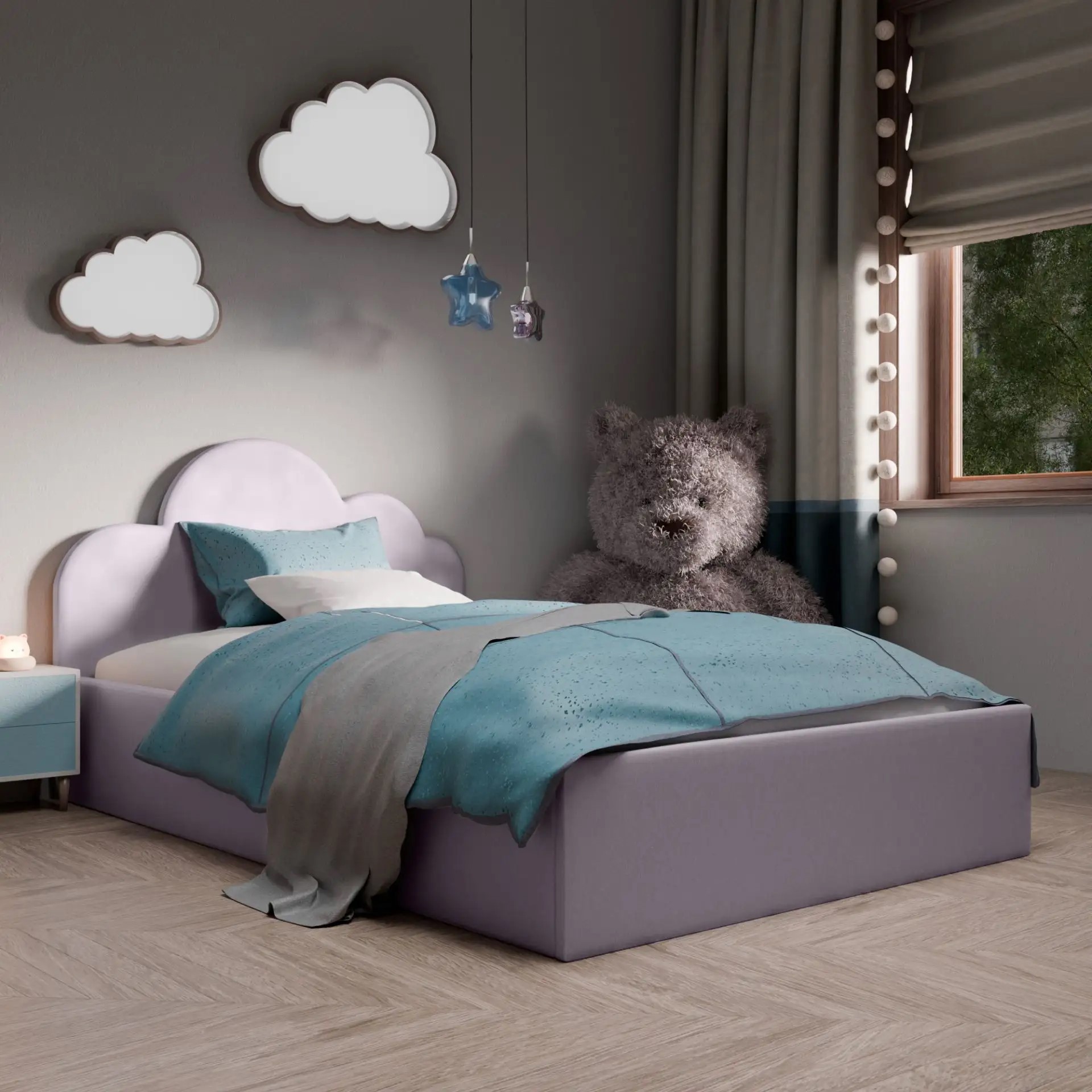 Изображение товара Кровать детская Inroom Sky 120x190 см подъемный механизм цвет сиреневый Изображение товара Кровать детская Inroom Sky 120x190 см подъемный механизм цвет сиреневый