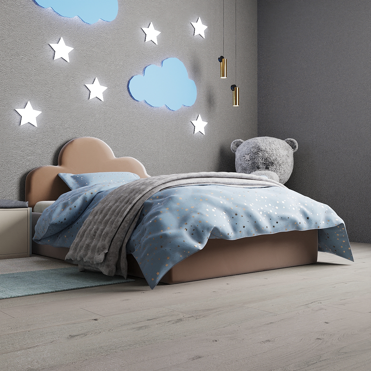 Изображение товара Кровать детская Inroom Sky 120x190 см подъемный механизм цвет светло-коричневый