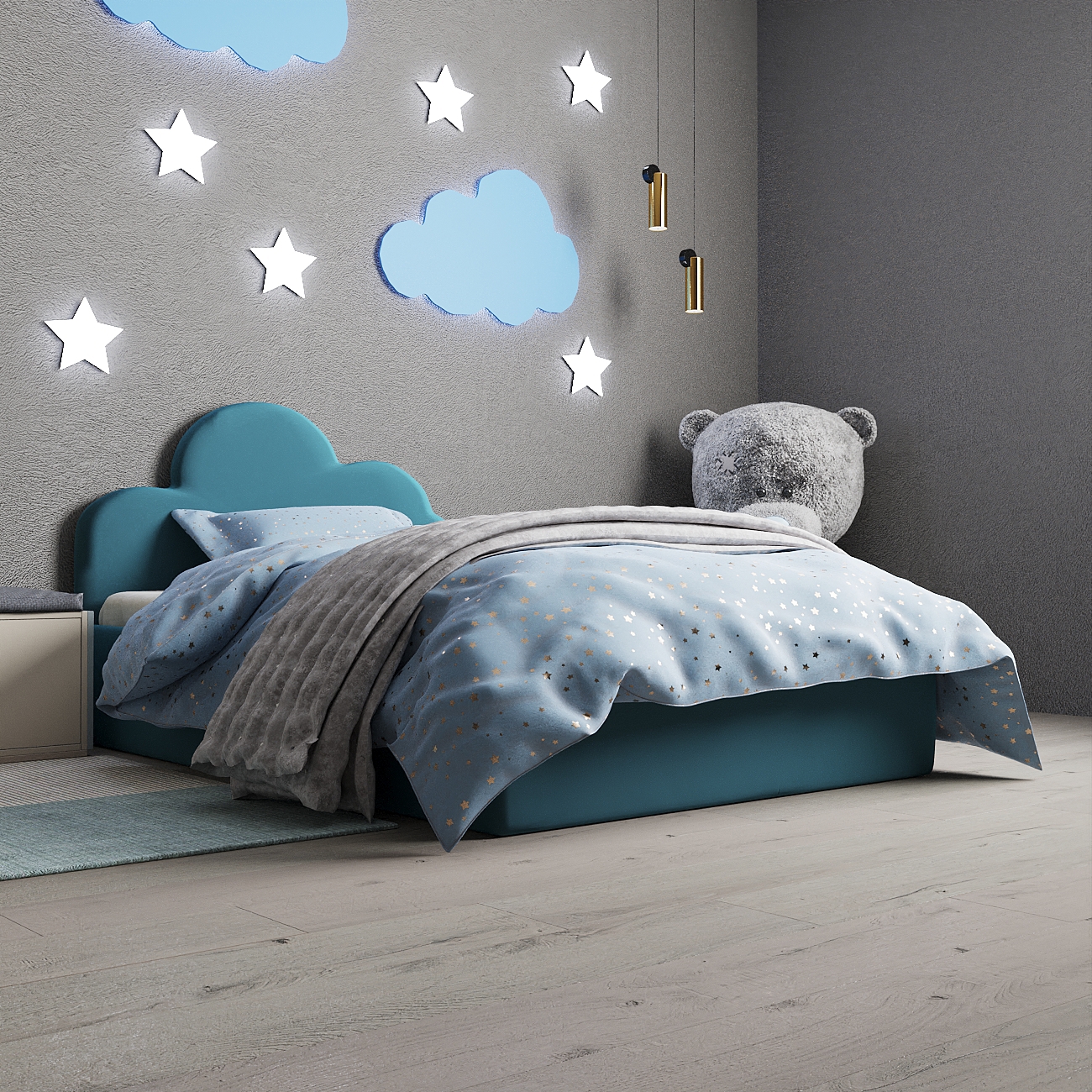 Изображение товара Кровать детская Inroom Sky 120x200 см подъемный механизм цвет бирюзовый Изображение товара Кровать детская Inroom Sky 120x200 см подъемный механизм цвет бирюзовый