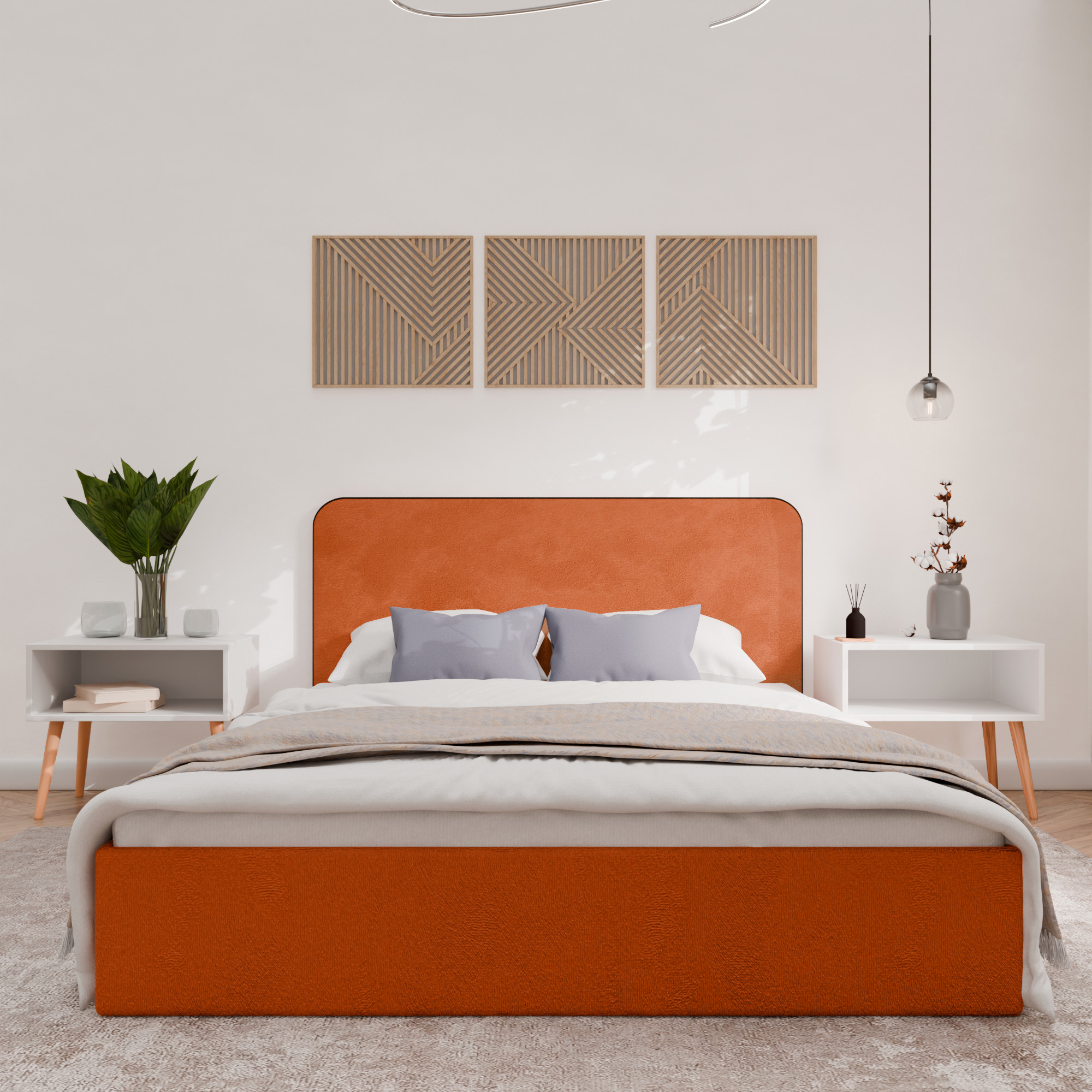 Изображение товара Кровать Inroom Абстракт Элит 180x200 см подъемный механизм цвет терракотовый с черным кантом