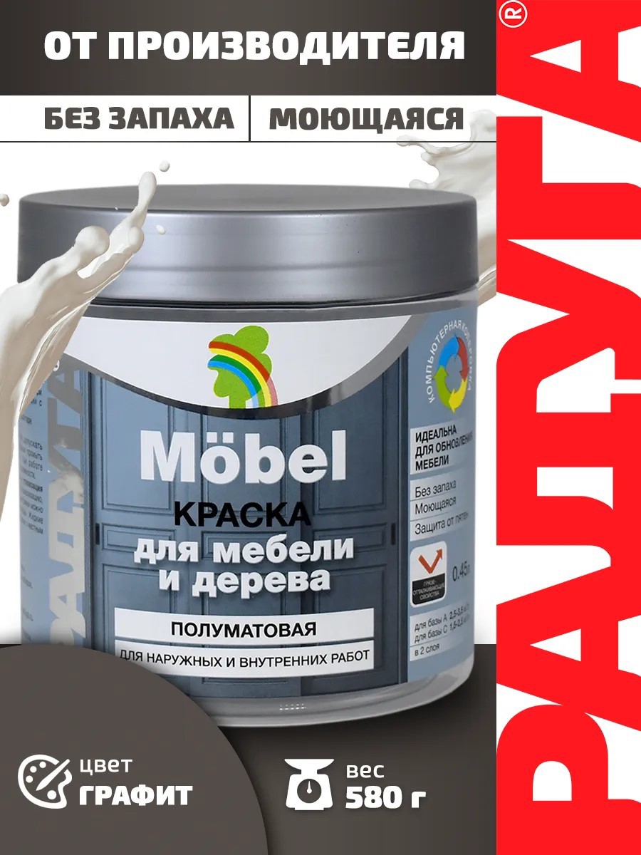 Изображение товара Эмаль ВД-АК 115 Радуга для дерева графит 0. 45 л - качественное внутриигровое покрытие