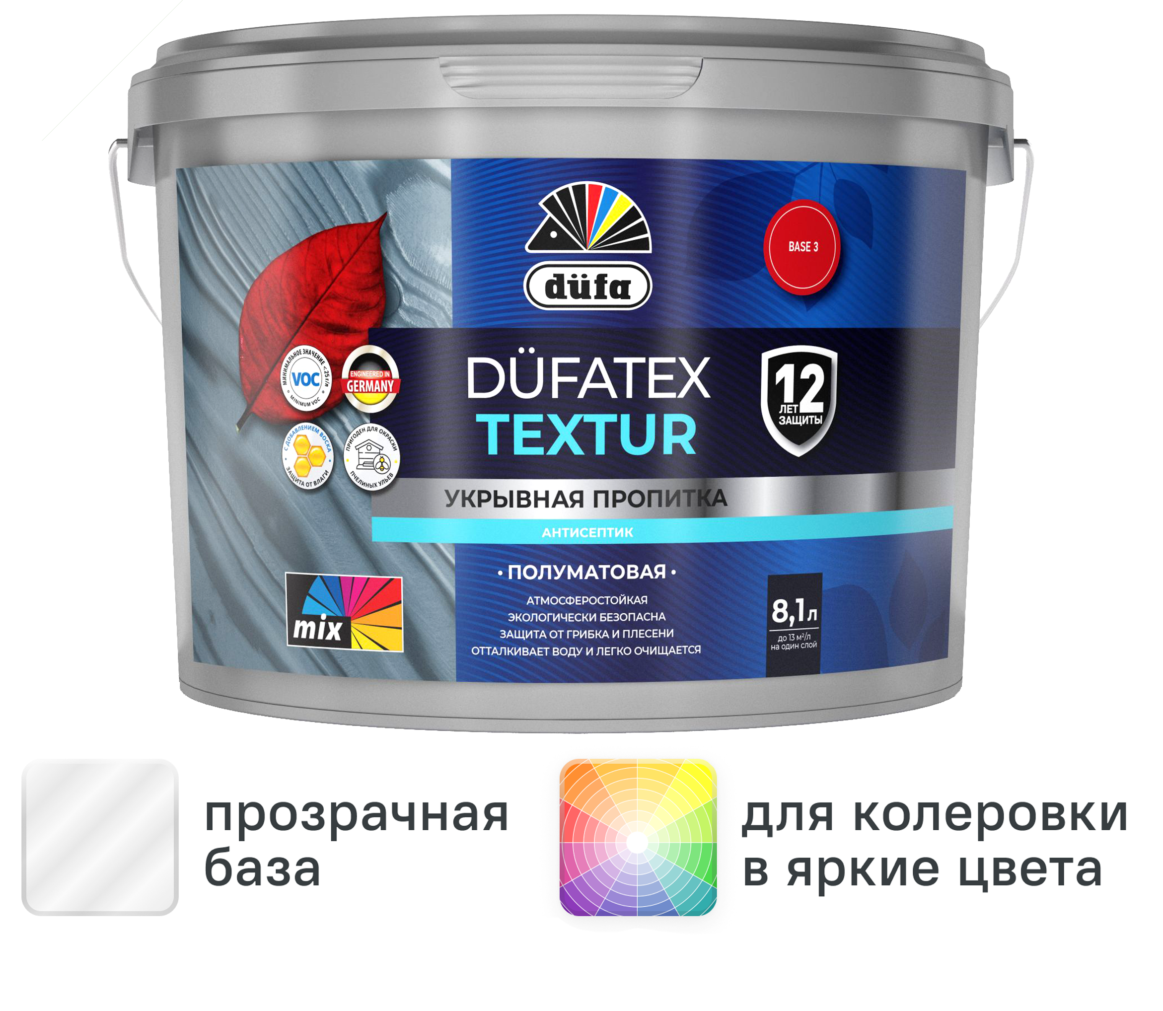 Изображение товара Пропитка защитно-декоративная Dufa Textur полуматовая прозрачная 8.1 л Изображение товара Пропитка защитно-декоративная Dufa Textur полуматовая прозрачная 8.1 л
