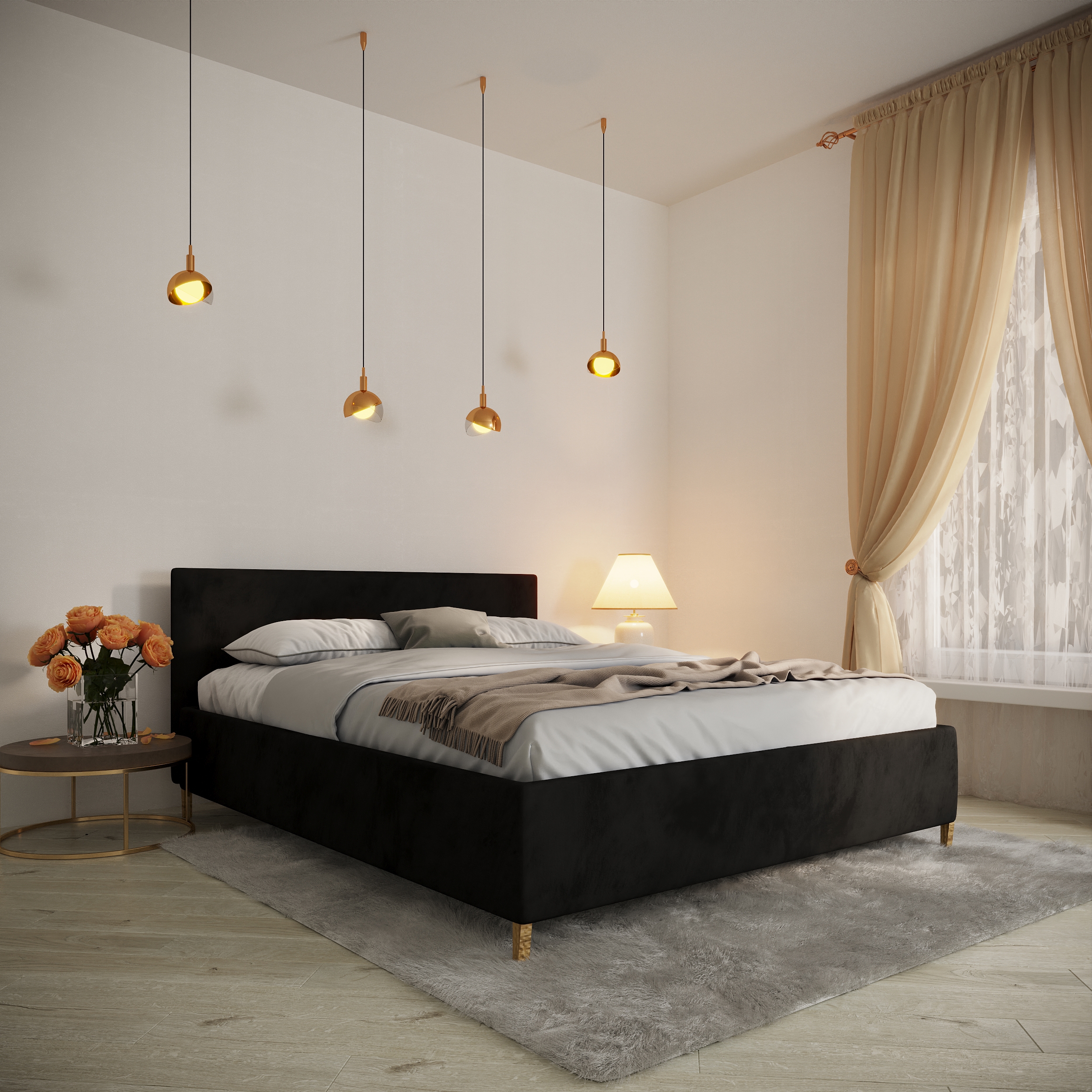 Изображение товара Кровать Inroom Easy 180x200 см подъемный механизм цвет черный
