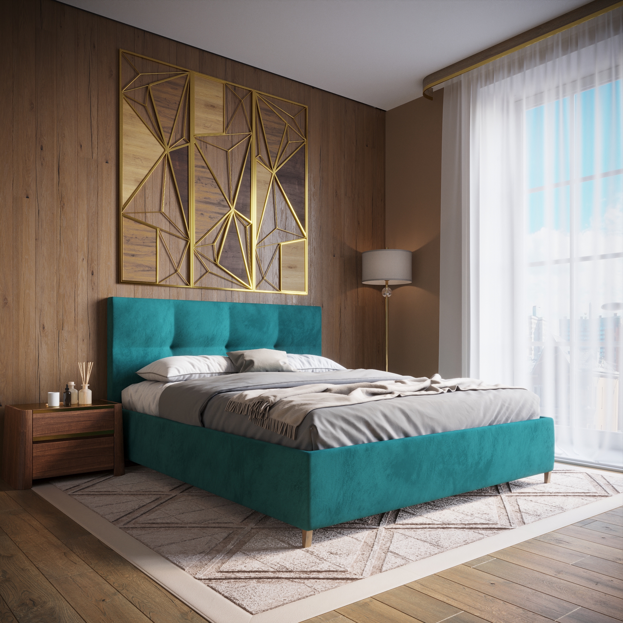 Изображение товара Кровать Inroom Optima 180x200 см подъемный механизм цвет бирюзовый Изображение товара Кровать Inroom Optima 180x200 см подъемный механизм цвет бирюзовый