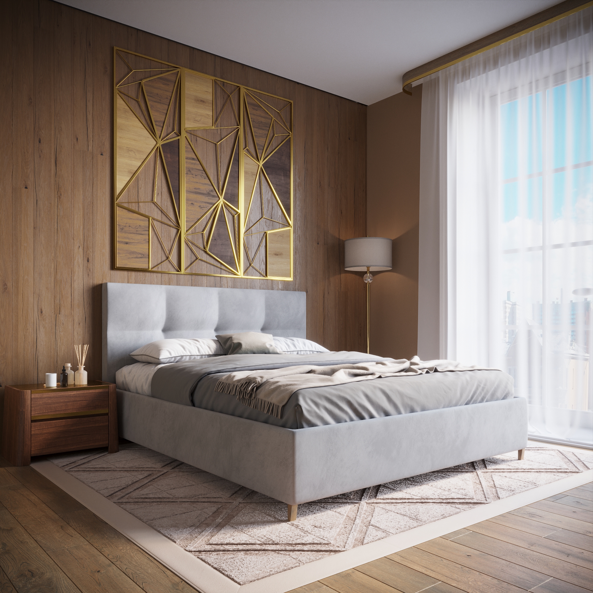Изображение товара Кровать Inroom Optima 160x200 см подъемный механизм цвет светло-серый