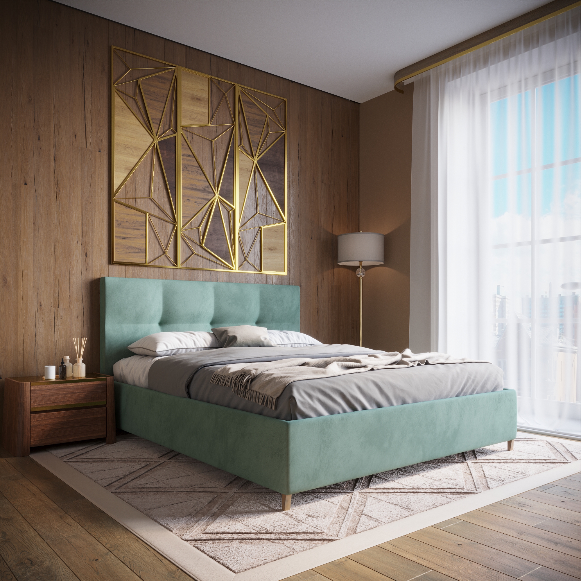 Изображение товара Кровать Inroom Optima 140x200 см подъемный механизм цвет мятный
