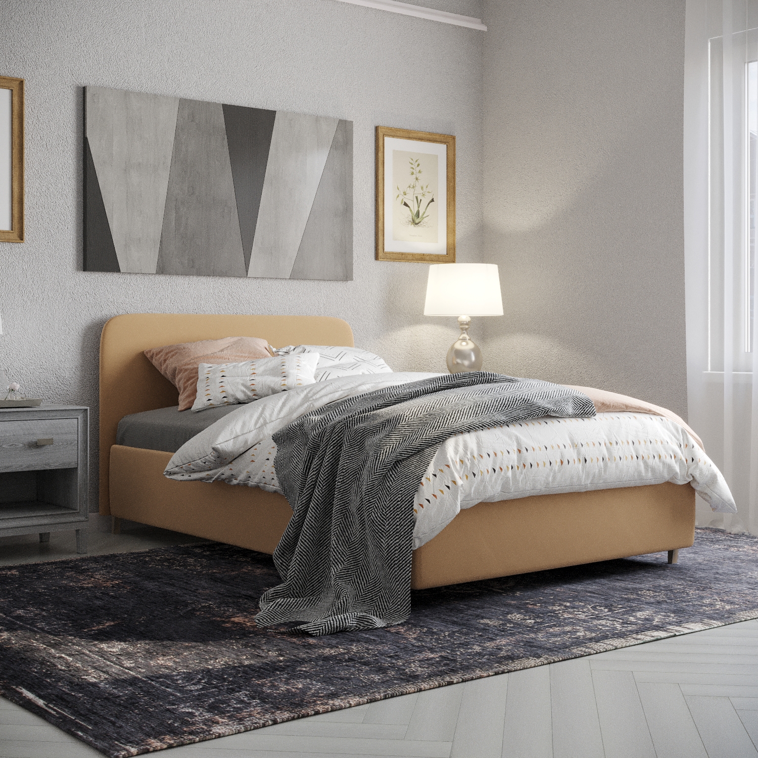 Изображение товара Кровать Inroom с ортопедическим основанием Abstraction Ort 160x190 см подъемный механизм цвет бежевый Изображение товара Кровать Inroom с ортопедическим основанием Abstraction Ort 160x190 см подъемный механизм цвет бежевый