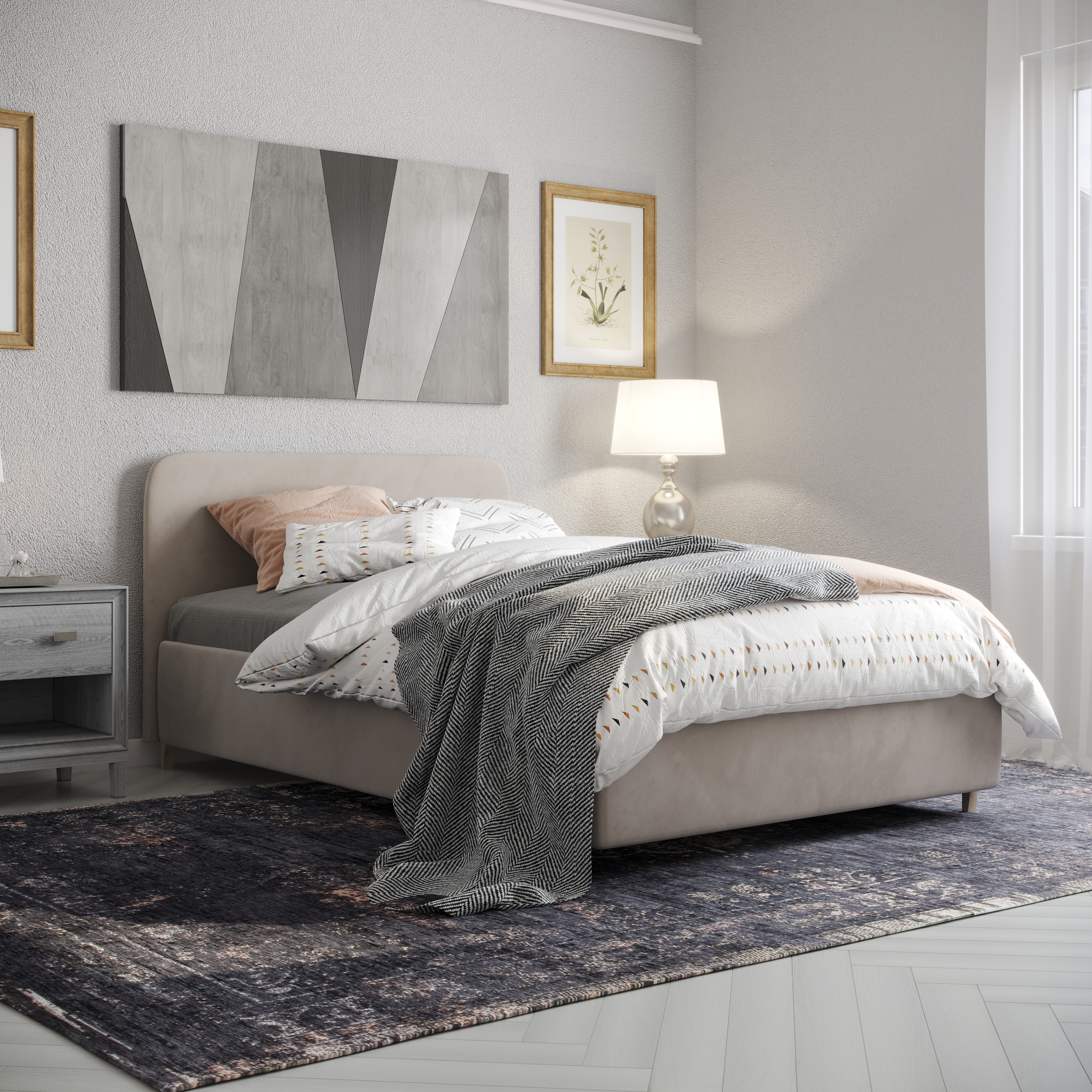 Изображение товара Кровать Inroom с ортопедическим основанием Abstraction Ort 180x200 см подъемный механизм цвет слоновая кость Изображение товара Кровать Inroom с ортопедическим основанием Abstraction Ort 180x200 см подъемный механизм цвет слоновая кость