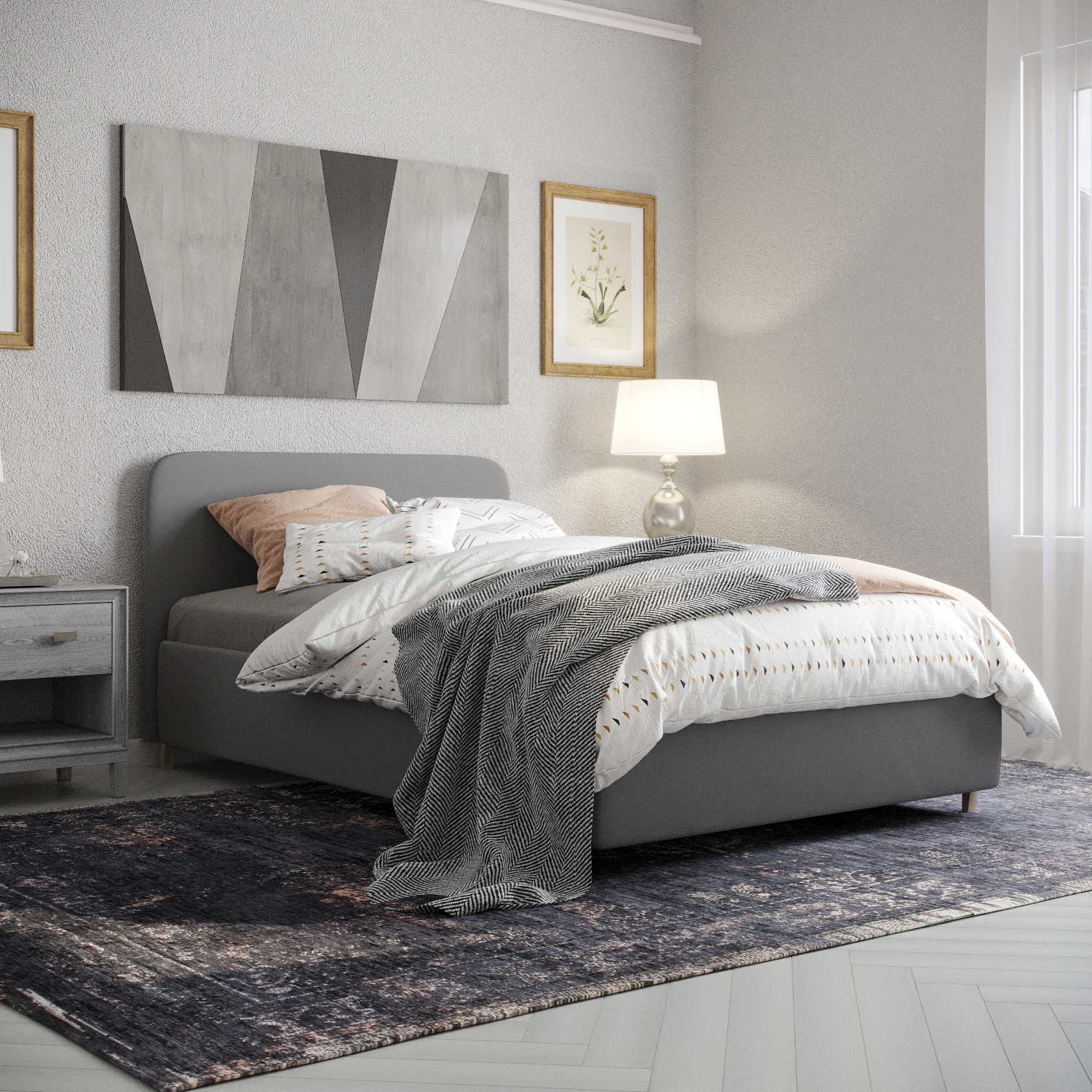 Изображение товара Кровать Inroom с ортопедическим основанием Abstraction Ort 140x200 см подъемный механизм цвет темно-серый Изображение товара Кровать Inroom с ортопедическим основанием Abstraction Ort 140x200 см подъемный механизм цвет темно-серый
