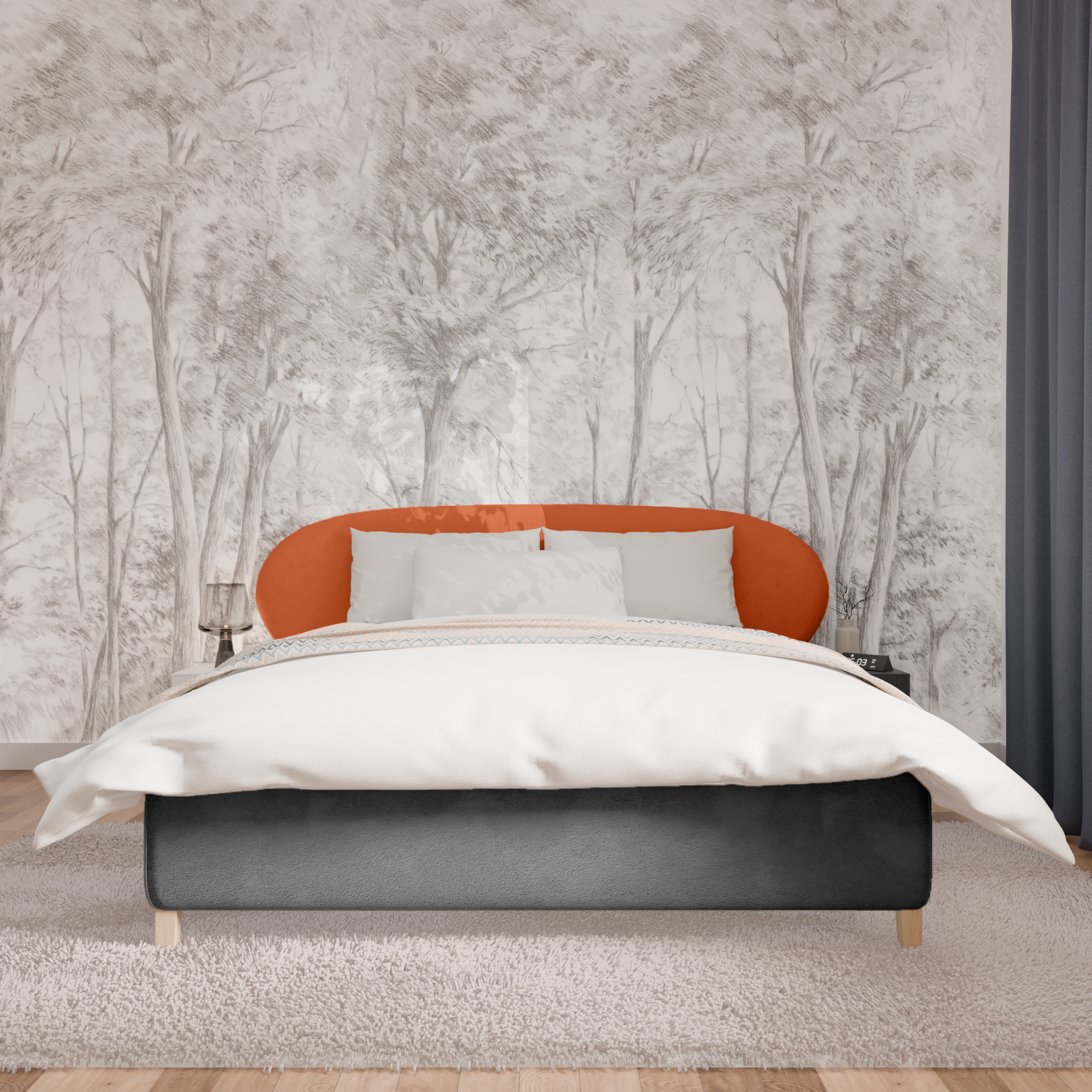 Изображение товара Кровать Inroom Эллипс с 2 ящиками и ножками 160x200 см подъемный механизм цвет терракотовый/темно-серый Изображение товара Кровать Inroom Эллипс с 2 ящиками и ножками 160x200 см подъемный механизм цвет терракотовый/темно-серый