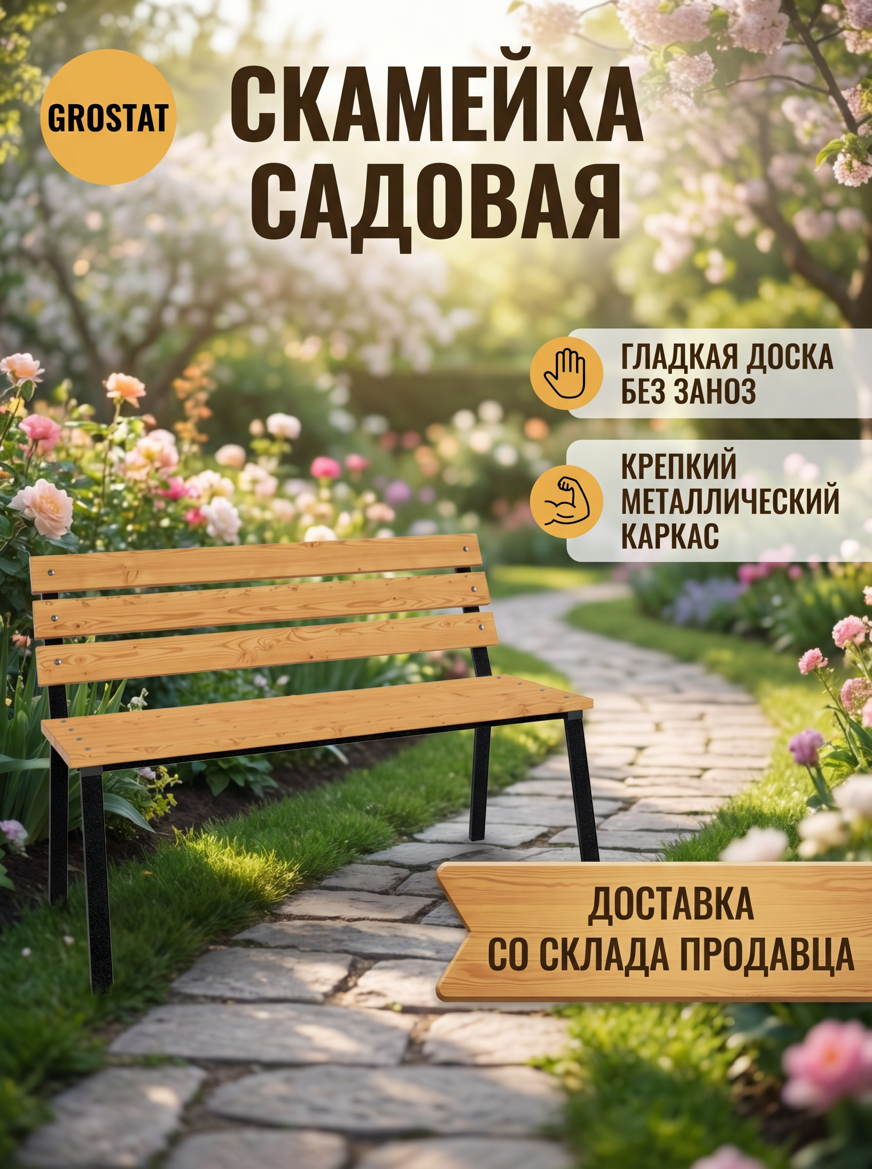 Изображение товара Скамья садовая Grostat 118 см x 41 см x 45 см дерево желтый/золотой Изображение товара Скамья садовая Grostat 118 см x 41 см x 45 см дерево желтый/золотой