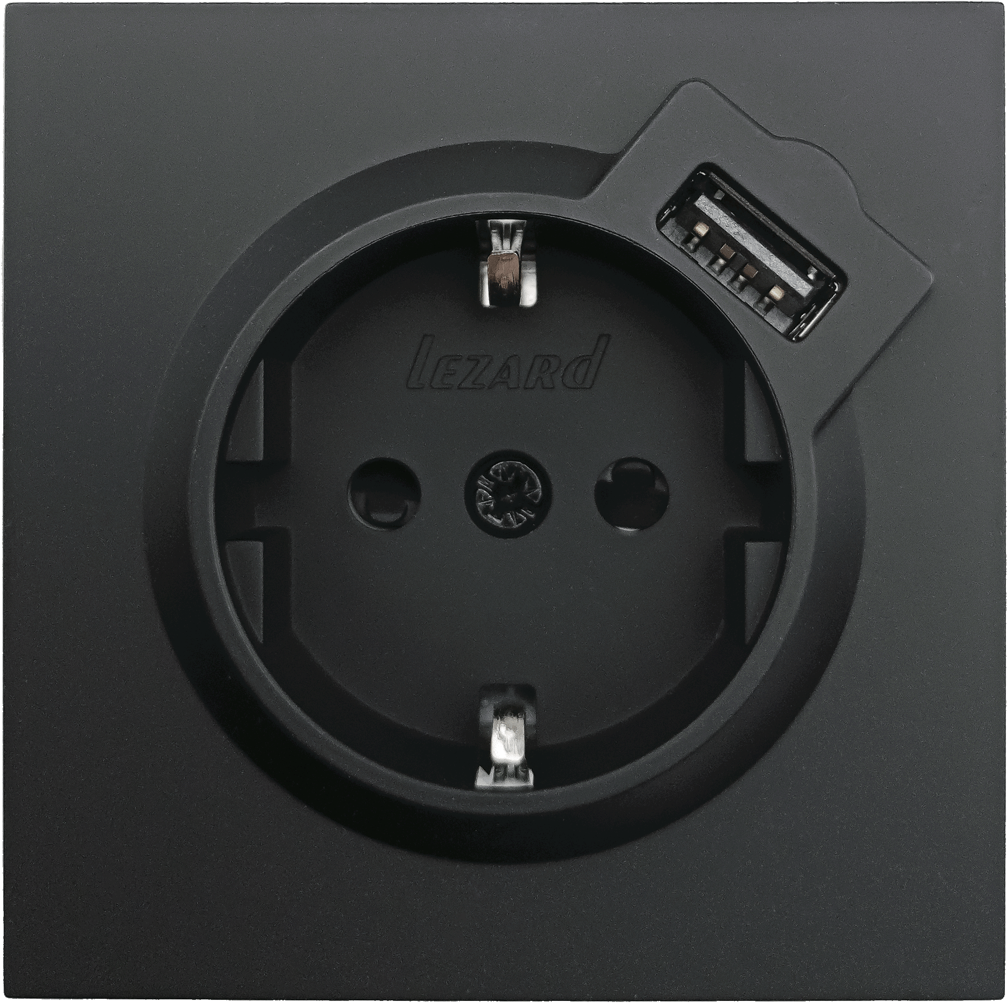 Изображение товара Встраиваемая розетка LEZARD Zima с USB и заземлением черный бархат Изображение товара Встраиваемая розетка LEZARD Zima с USB и заземлением черный бархат