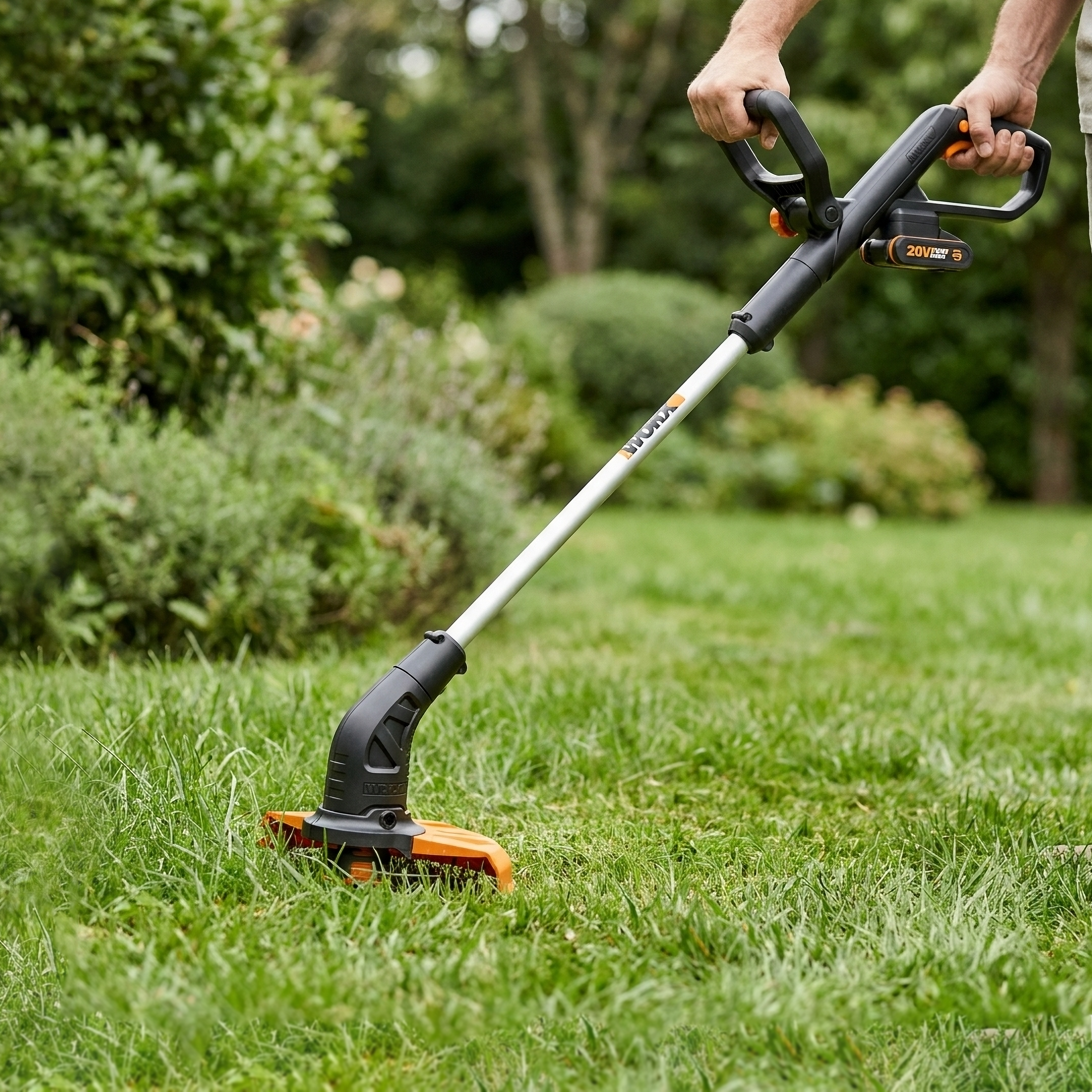 Изображение товара Аккумуляторный триммер Worx WP158E 20 В с батареей и зарядным, 26 см ширина скашивания