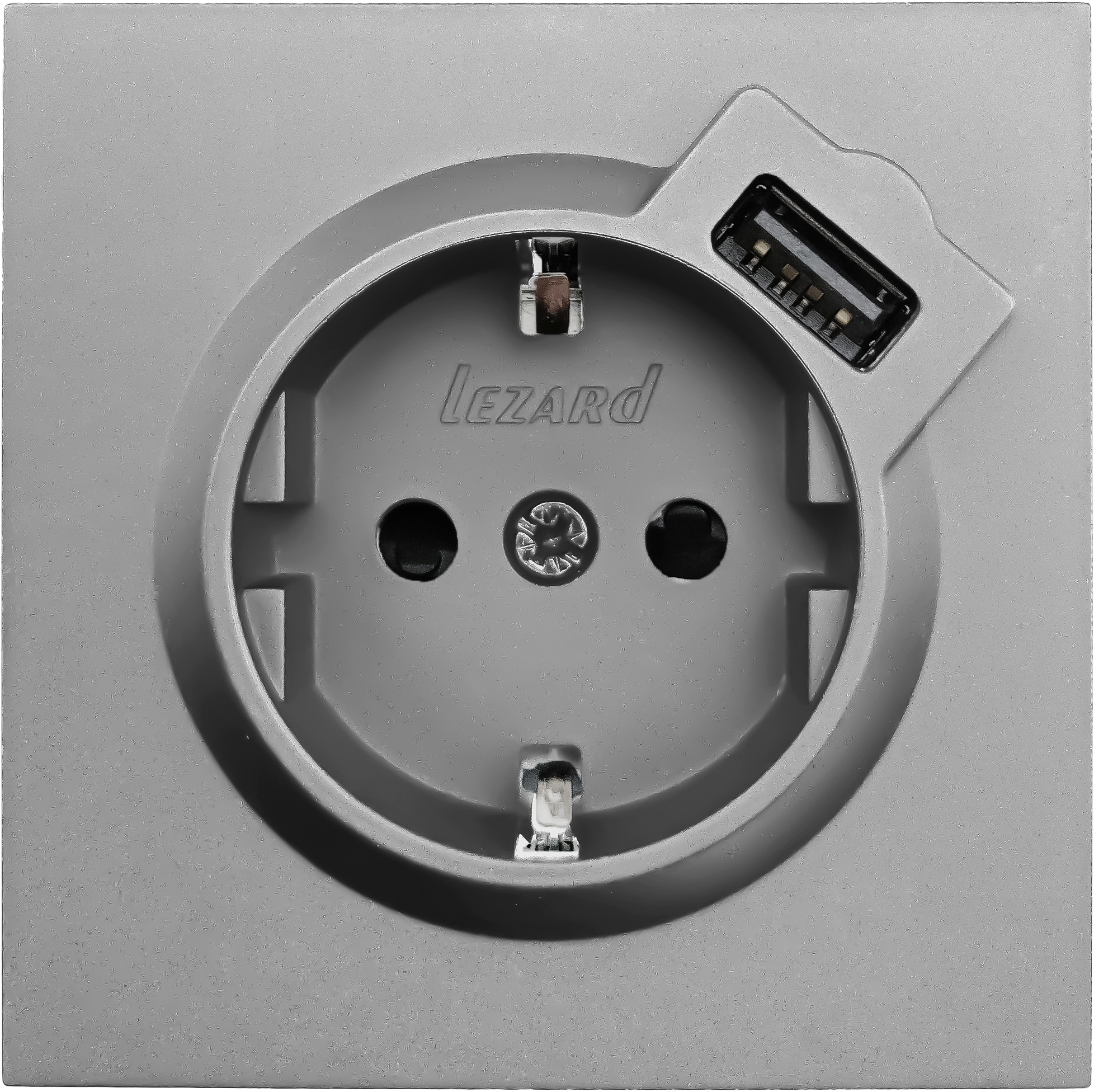 Изображение товара Встраиваемая розетка USB Lezard Zima с заземлением серый матовый Изображение товара Встраиваемая розетка USB Lezard Zima с заземлением серый матовый