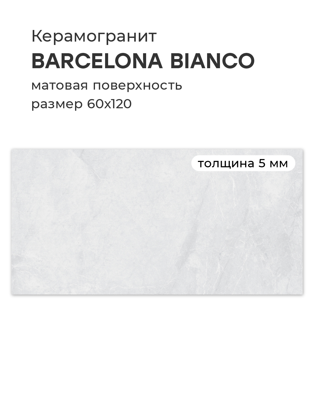 Изображение товара Керамогранит Staroslim Marbles 1236881 60x120 см цвет белый
