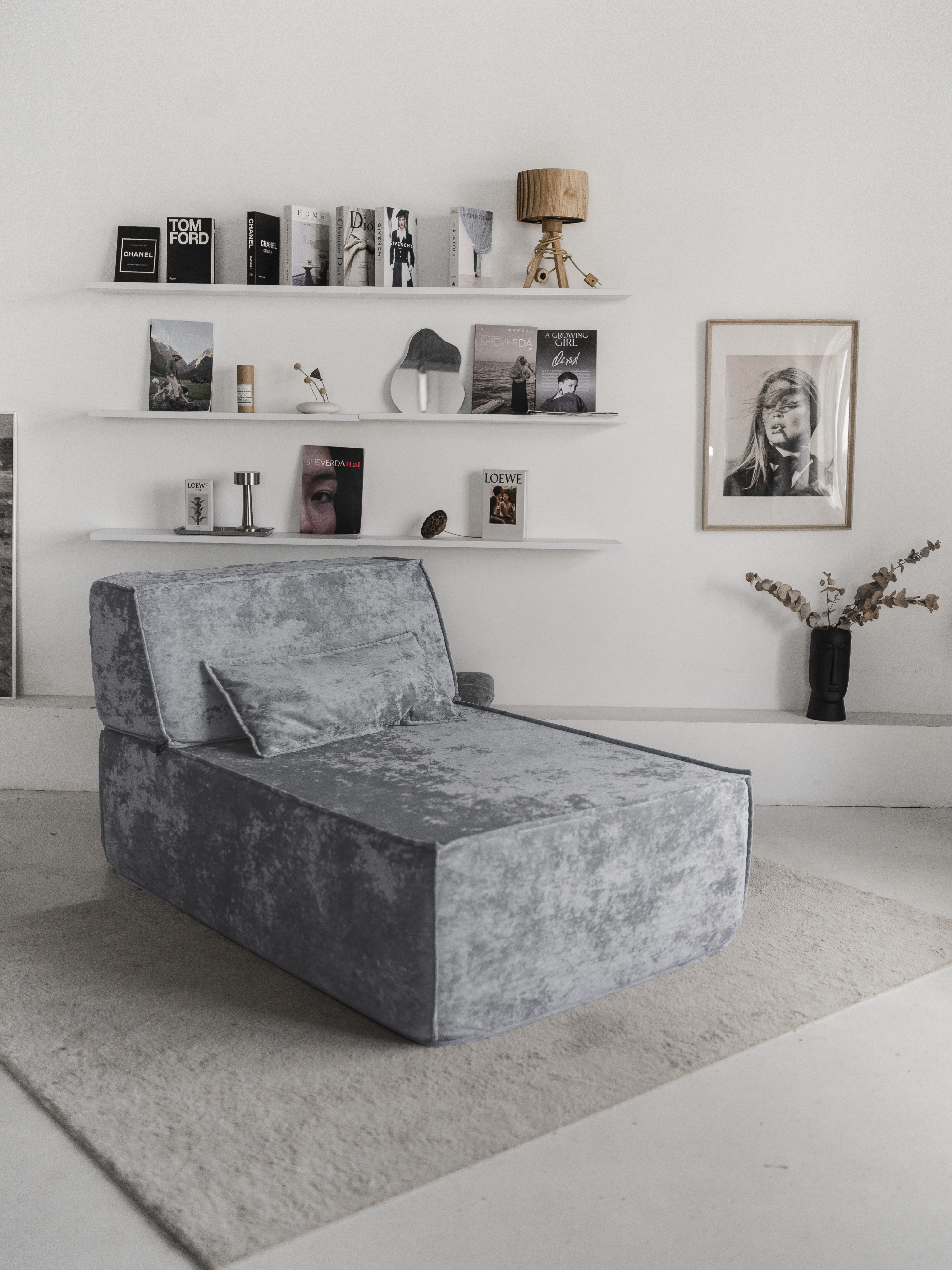Изображение товара Диван бескаркасный Клайд Crush 11 100x88x150 см велюр цвет серый