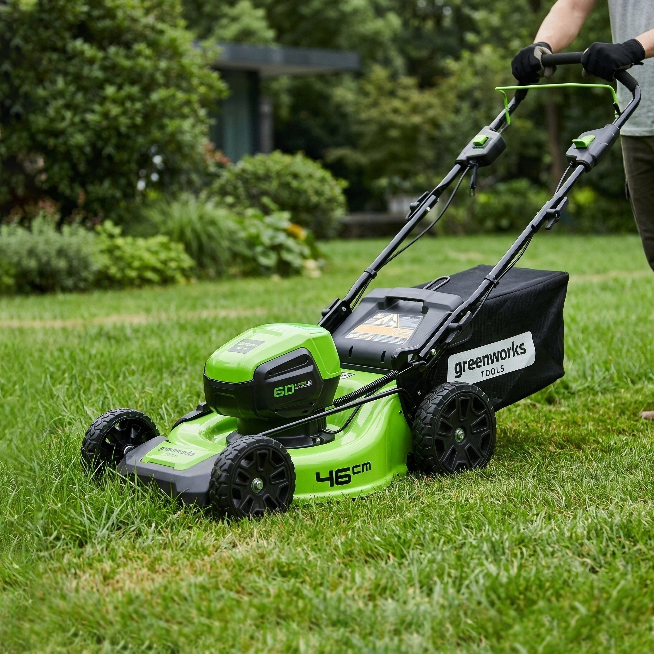 Изображение товара Газонокосилка аккумуляторная Greenworks 2502907UB 60В 46см кружка и ЗУ