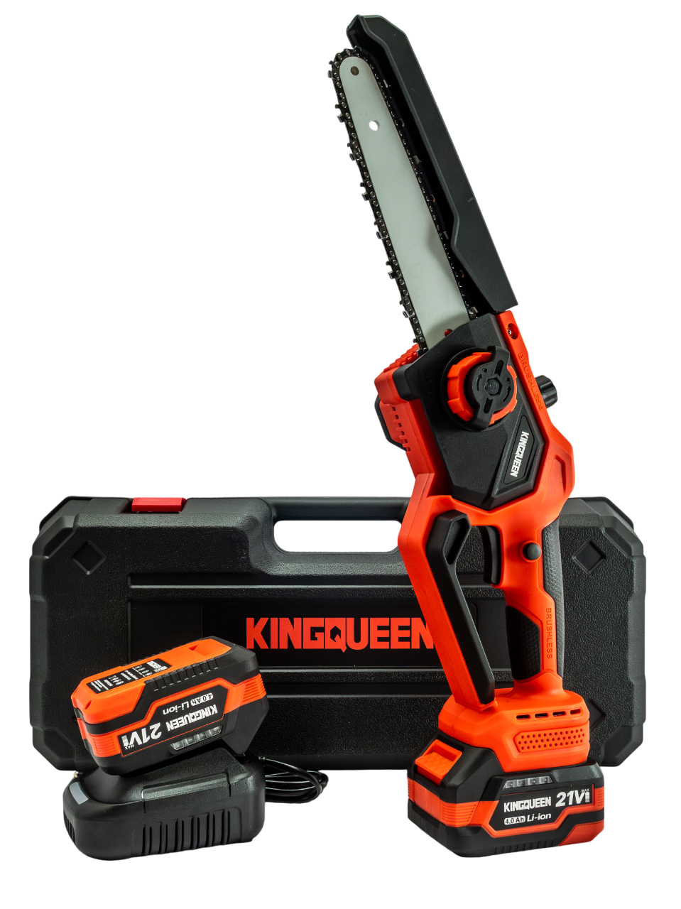 Изображение товара Аккумуляторная цепная пила KINGQUEEN KQ-G21-8C 20 В, мощная и автономная Изображение товара Аккумуляторная цепная пила KINGQUEEN KQ-G21-8C 20 В, мощная и автономная