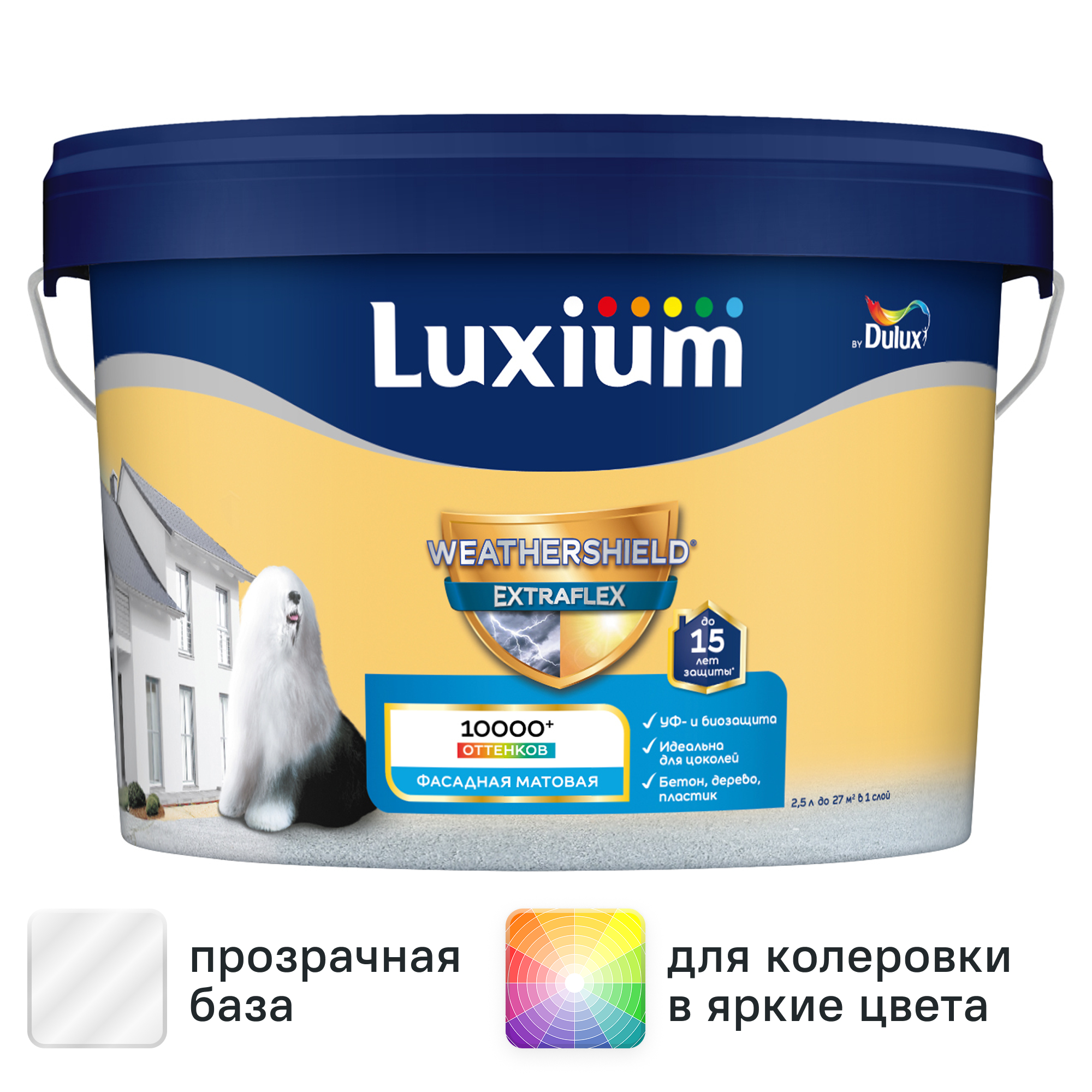 Изображение товара Фасадная краска Luxium Weathershield Extraflex матовая цвет прозрачный база BC 2.25 л