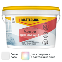 Изображение товара Фасадная краска Masterline Maestro глубокоматовая цвет белый база BW 2.5 л Изображение товара Фасадная краска Masterline Maestro глубокоматовая цвет белый база BW 2.5 л