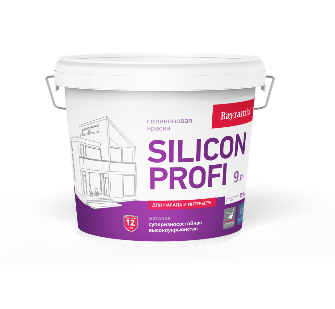 Изображение товара Краска фасадная Bayramix Silicon Profi матовая прозрачная база С 9 л Изображение товара Краска фасадная Bayramix Silicon Profi матовая прозрачная база С 9 л
