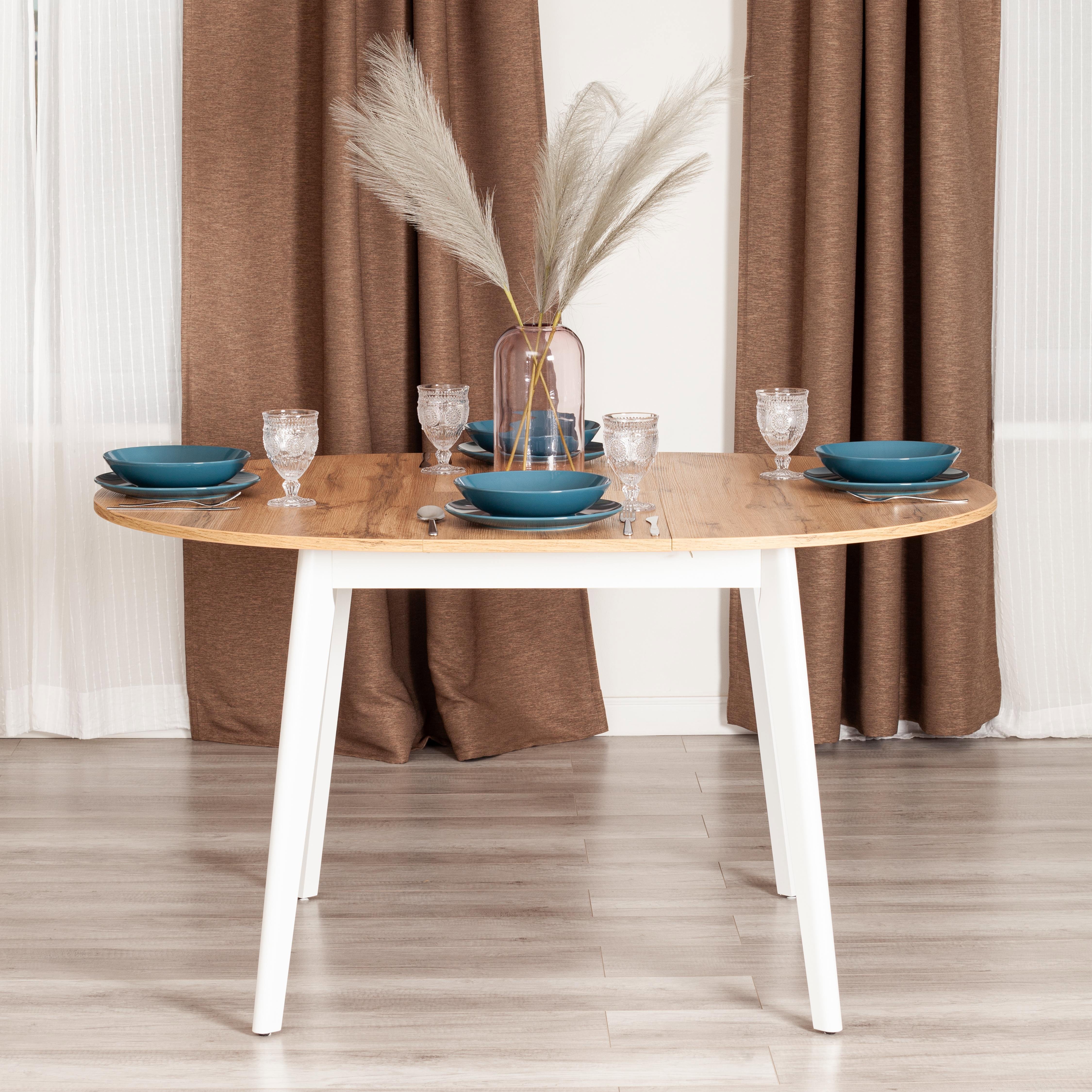 Изображение товара Кухонный стол круглый Tetchair Svelto 105-140x74.50x105 ЛДСП цвет дуб вотан Изображение товара Кухонный стол круглый Tetchair Svelto 105-140x74.50x105 ЛДСП цвет дуб вотан
