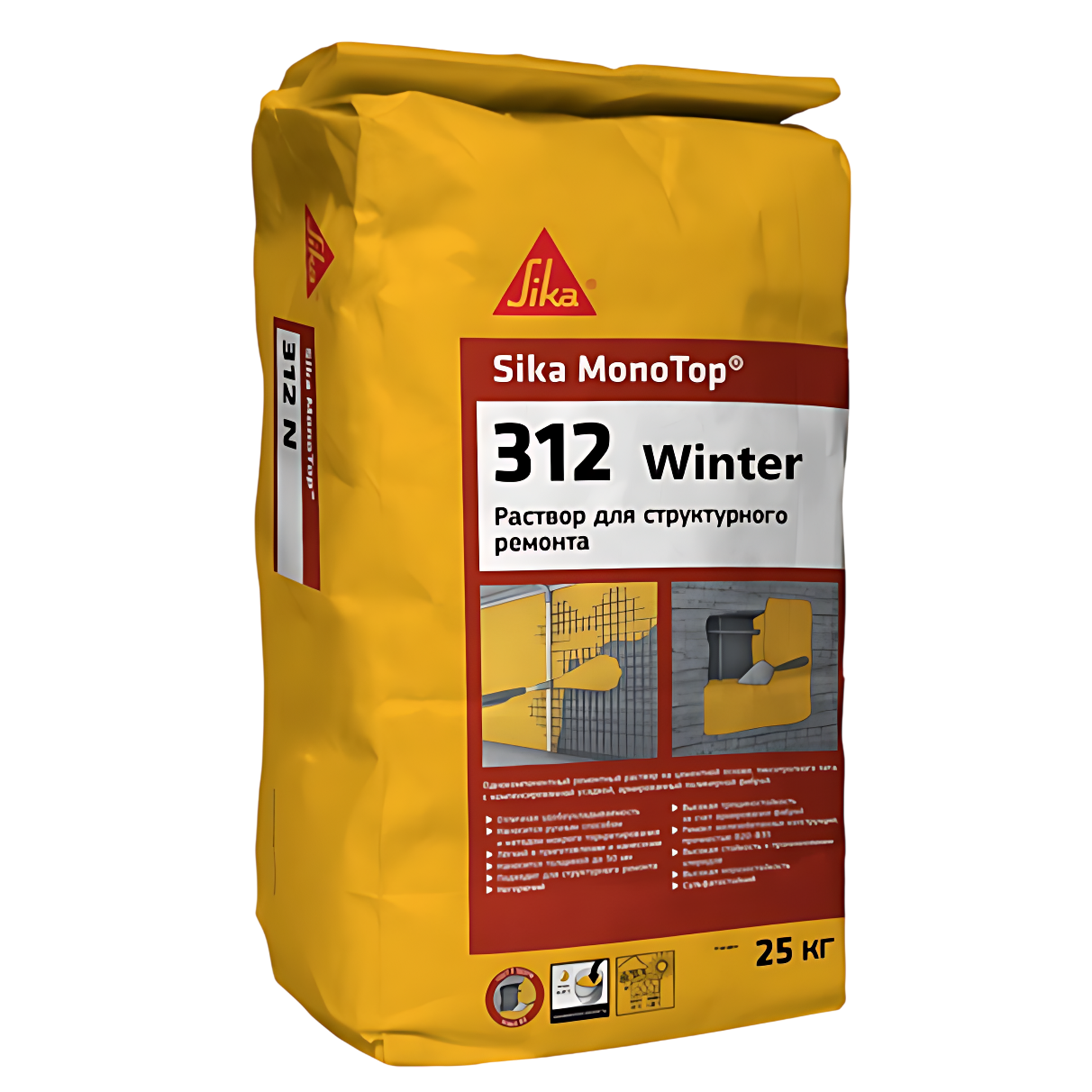 Изображение товара Быстротвердеющая ремонтная смесь тиксотропного типа Sika MonoTop 312 Winter Класс R4 25кг