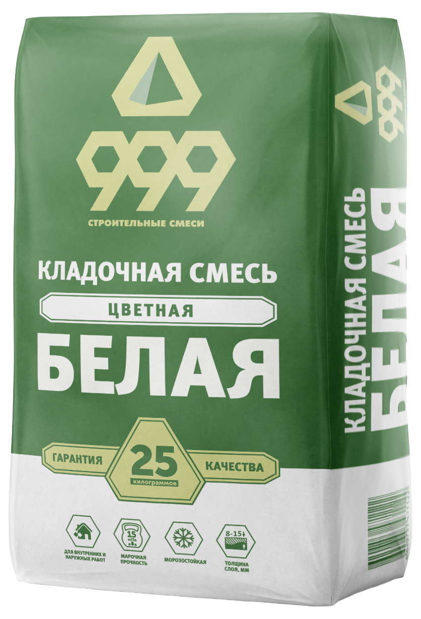 Изображение товара Цветная кладочная смесь 999 М150 белый 25 кг Изображение товара Цветная кладочная смесь 999 М150 белый 25 кг